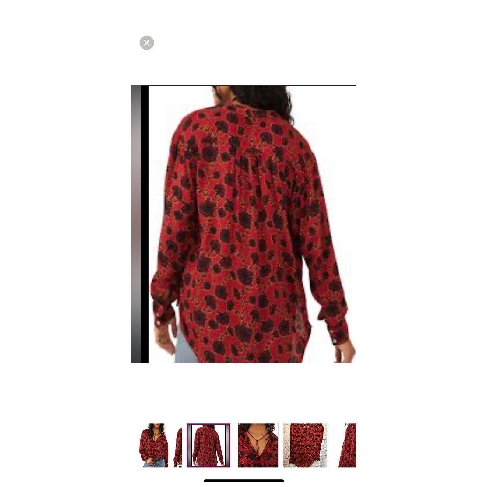 Free People Free People Mia Red Floral Print Tie Neck Boho blouse Size M / US 6-8 / IT 42-44 - 7 Thumbnail