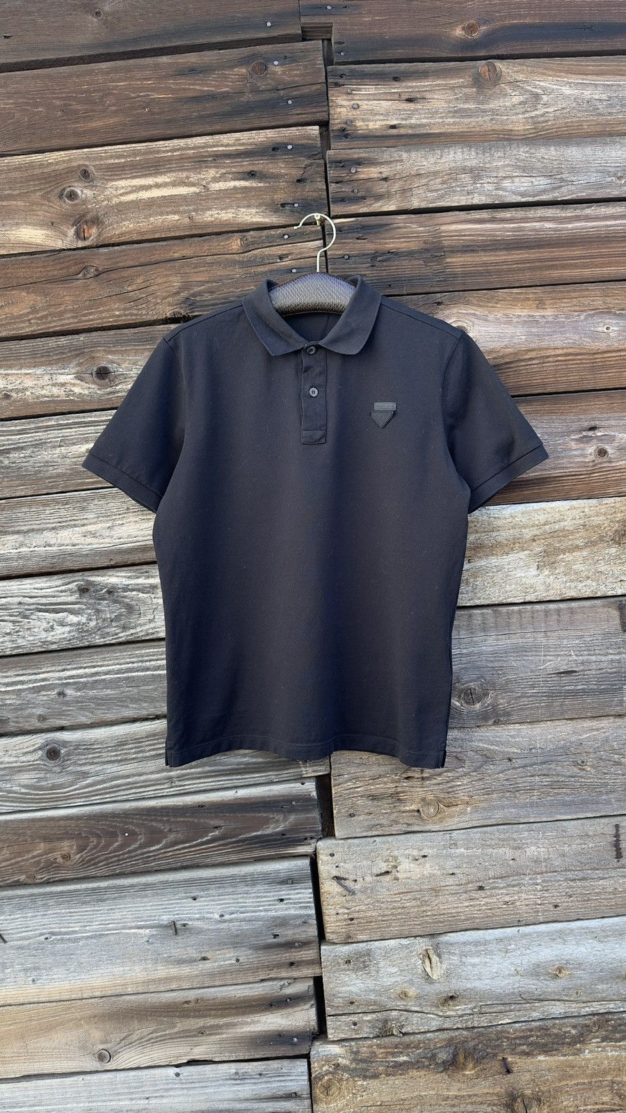 Prada PRADA Black Tonal Triangle Logo Polo Shirt Men's Size US S / EU 44-46 / 1 - 2 Thumbnail