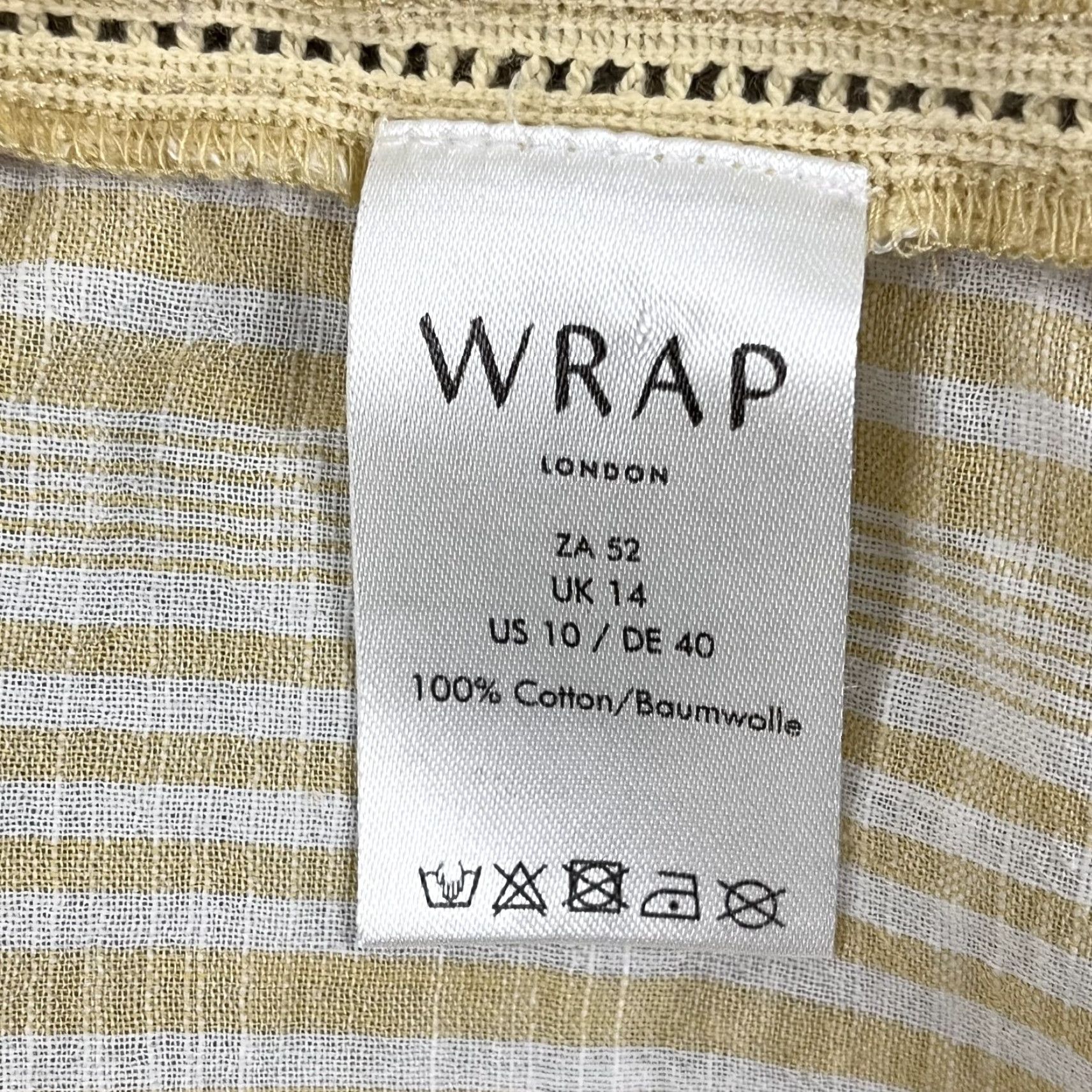 Vintage Wrap London Blouse Top Womens UK 14 / US 10 Yellow White Striped Beachy Minimal 3/4 Sleeve Casual Shirt Womens Regular Size Yellow Size L / US 10 / IT 46 - 3 Thumbnail