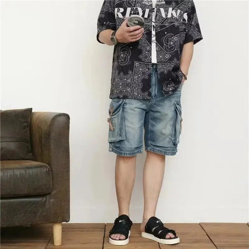 Japanese Brand Retro loose pocket denim shorts Size US 32 / EU 48 - 1 Thumbnail