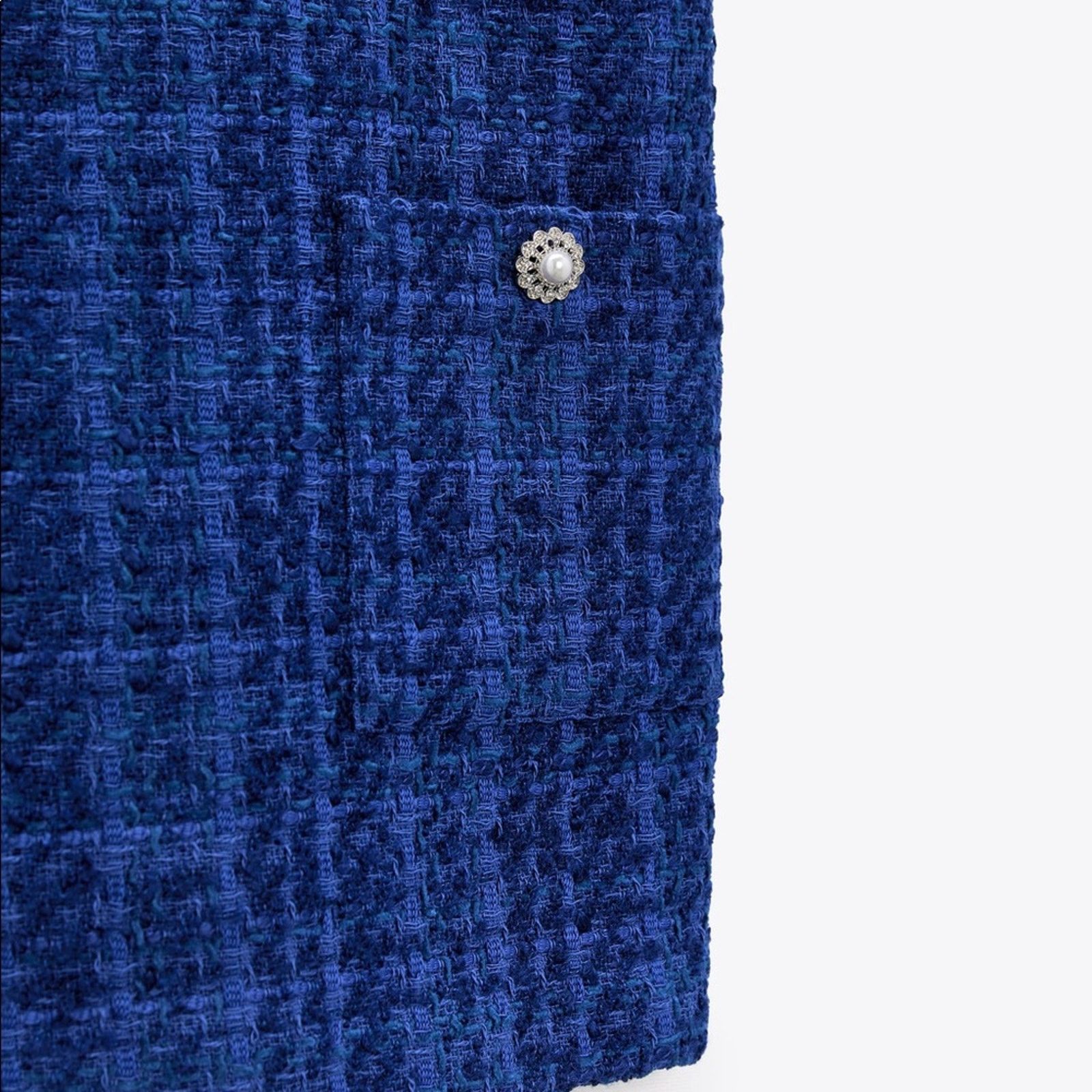 Zara ZARA BLOGGER FAVORITE TEXTURED PINAFORE DRESS BLUE Size XS / US 0-2 / IT 36-38 - 16 Thumbnail