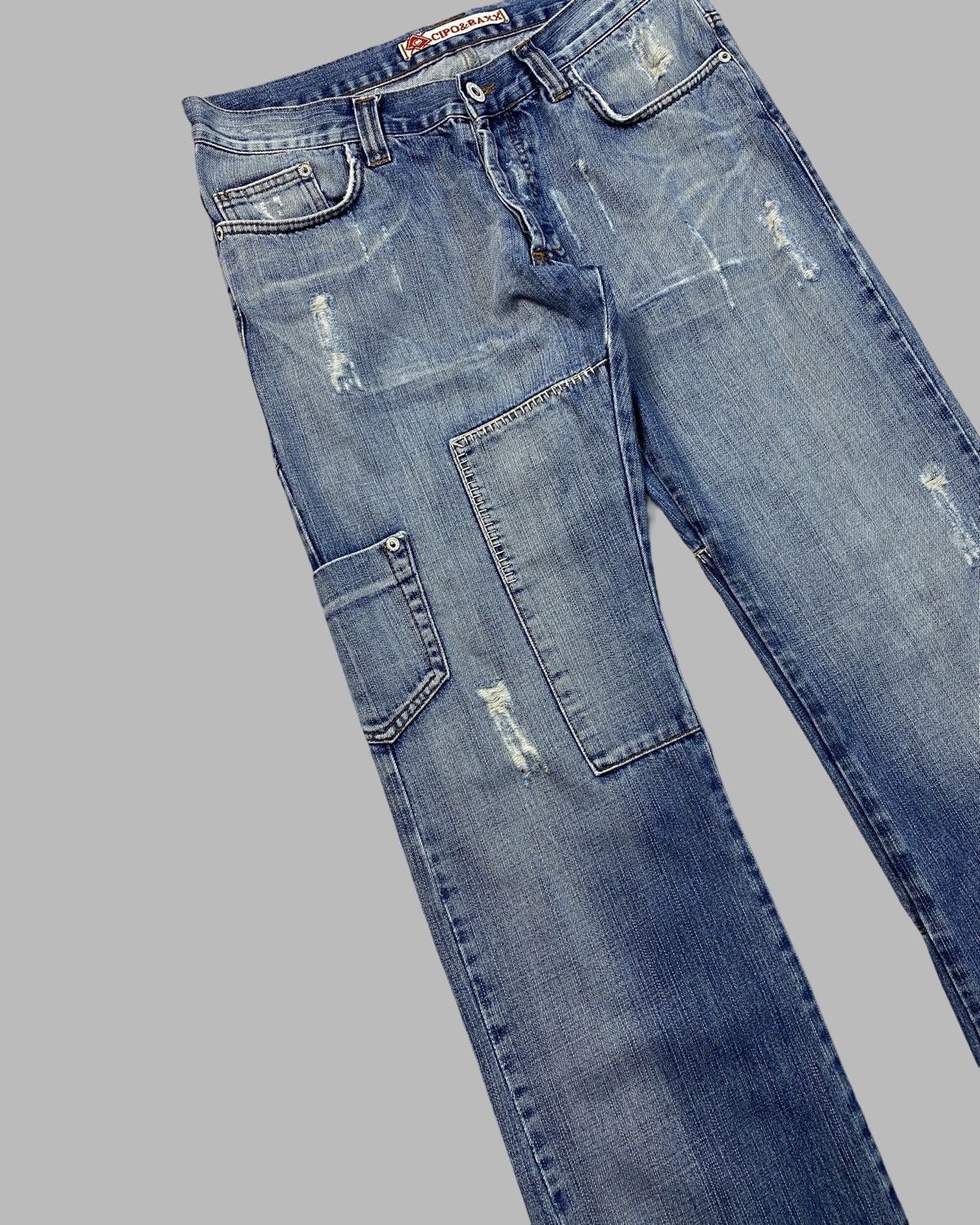 Japanese Brand Cipo Baxx VNTG Putchwork Distress Rick Owens Lgb Style Jeans Size US 33 - 4 Thumbnail