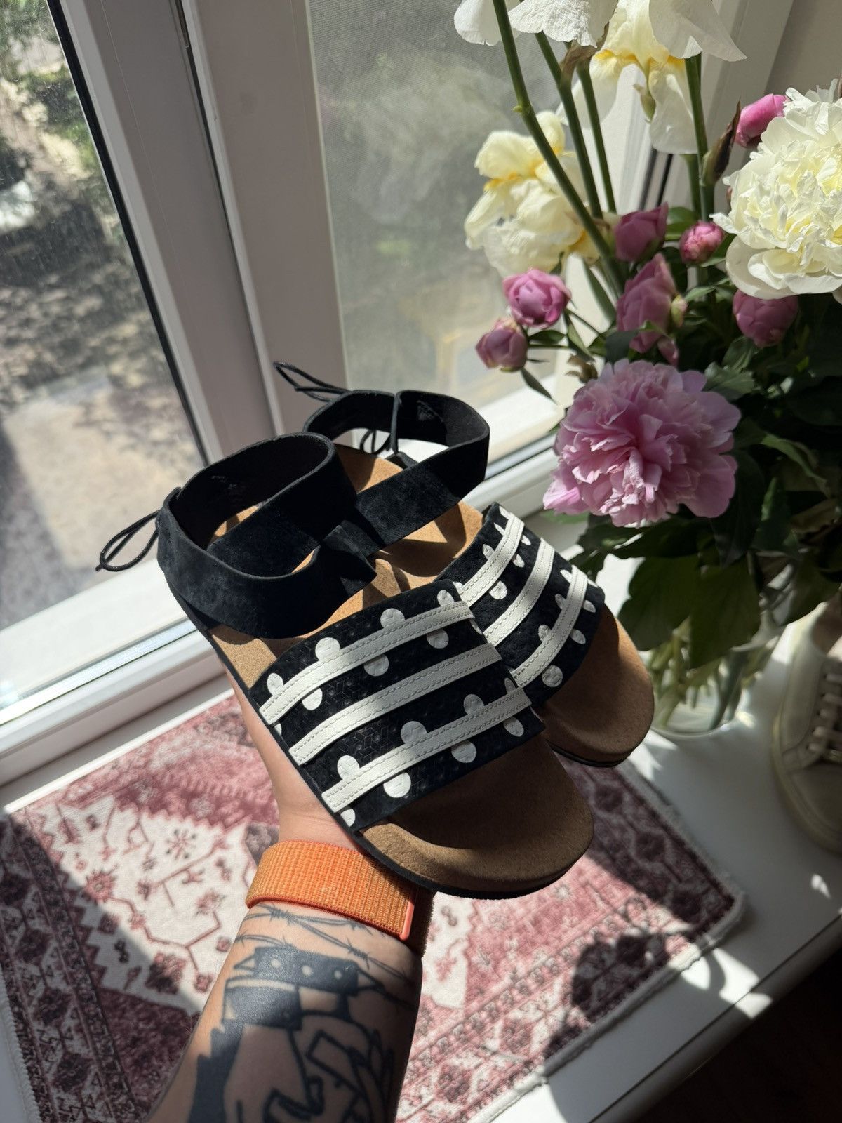 Adidas Adidas Originals Womens Adilette Ankle Polka Dots Sandals Size US 6 / IT 36 - 1 Thumbnail