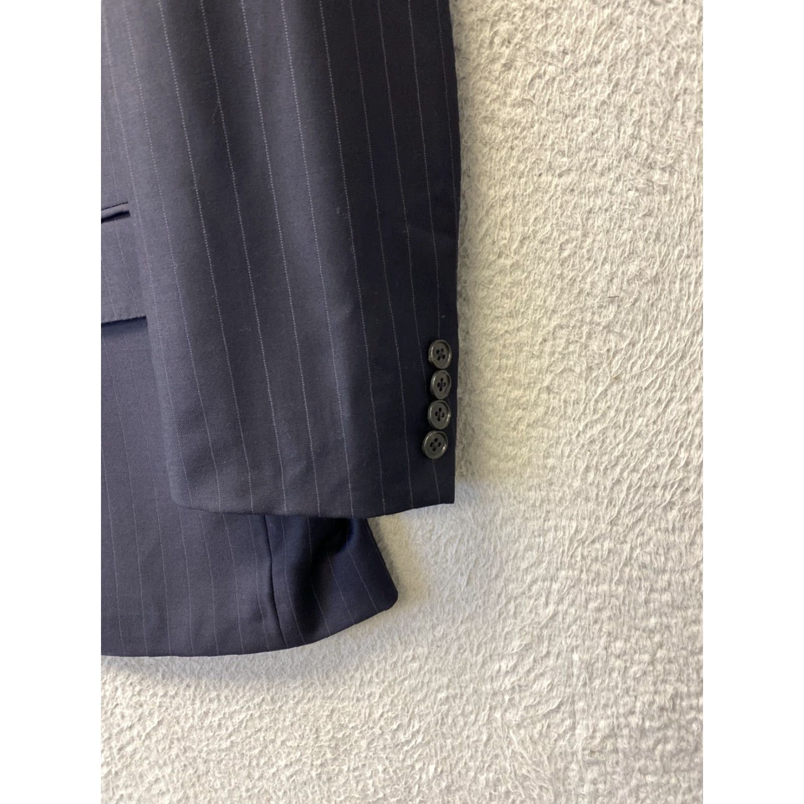 Jos. A. Bank Jos A Bank Blazer Jacket Mens 41R Navy Striped Wool Blue Sport Coat 0070 Size 42R - 2 Thumbnail
