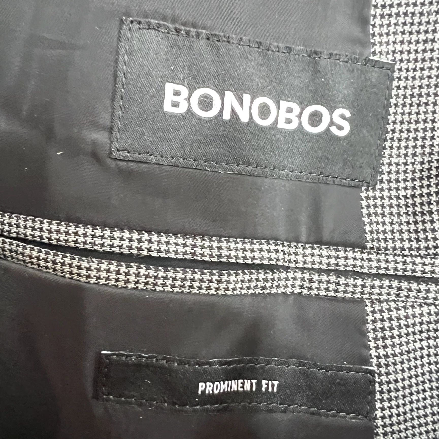 Bonobos VINTAGE Bonobos Italian Wool Houndstooth Sport Coat Men SZ 54R Blk/Wht Blazer 90s Size 54R - 7 Thumbnail