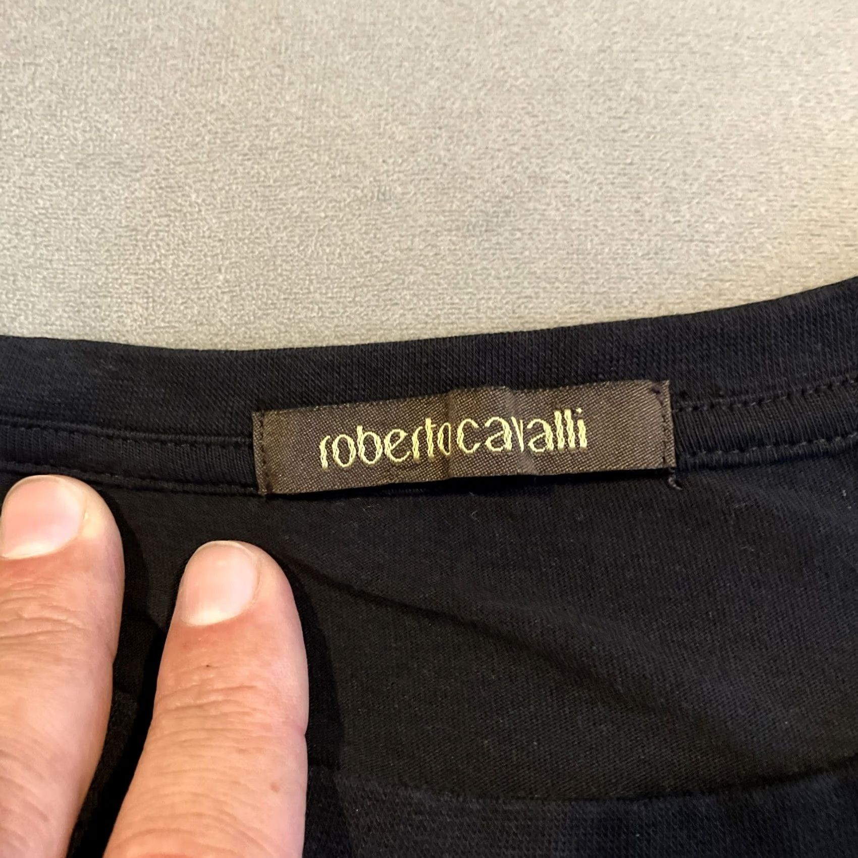 Roberto Cavalli ROBERTO CAVALLI Graphic Print Crew Neck T-Shirt Logo Short Sleeve Black Cotton 2XL Mens Regular Size US XXL / EU 58 / 5 - 3 Thumbnail