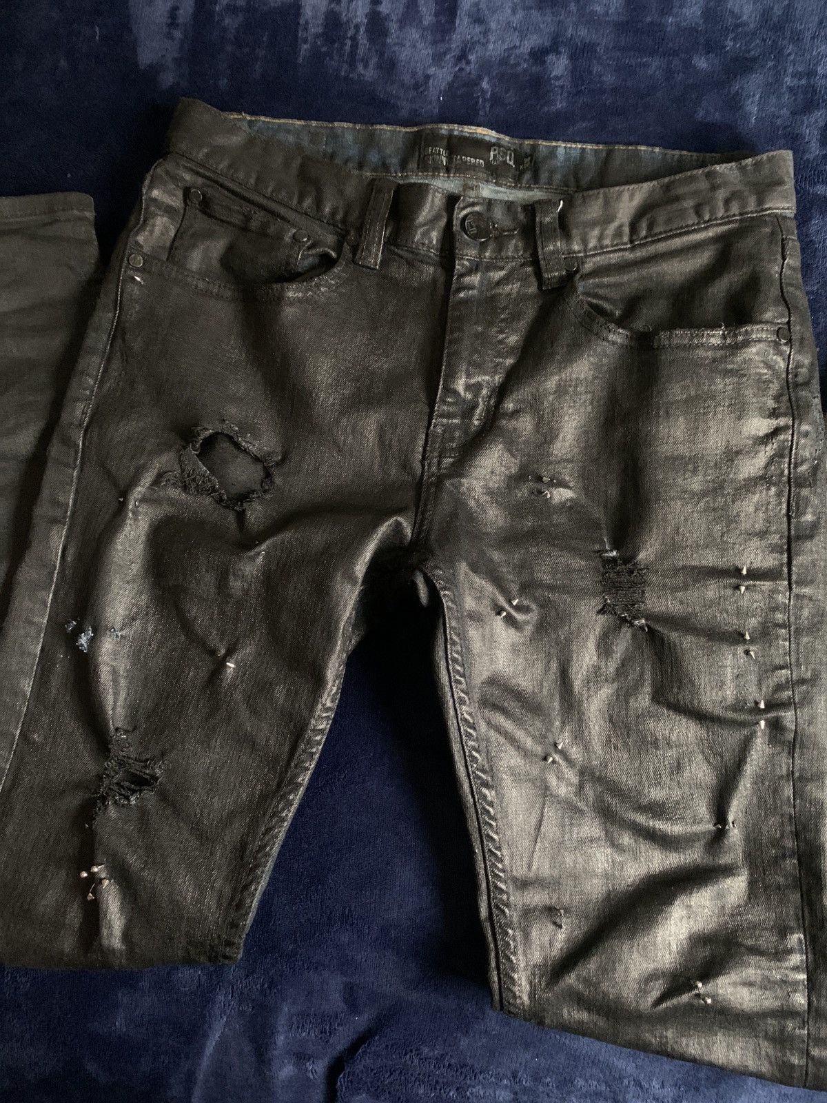Other Black Waxed Raw Denim Jeans by Five-Koh | Grailed