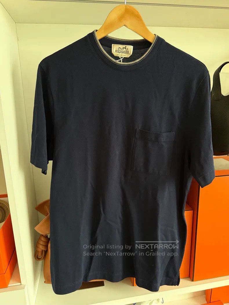 Hermes Hermes Men's T-shirt with a small H pocket on the chest, b Size US L / EU 52-54 / 3 - 1 Thumbnail