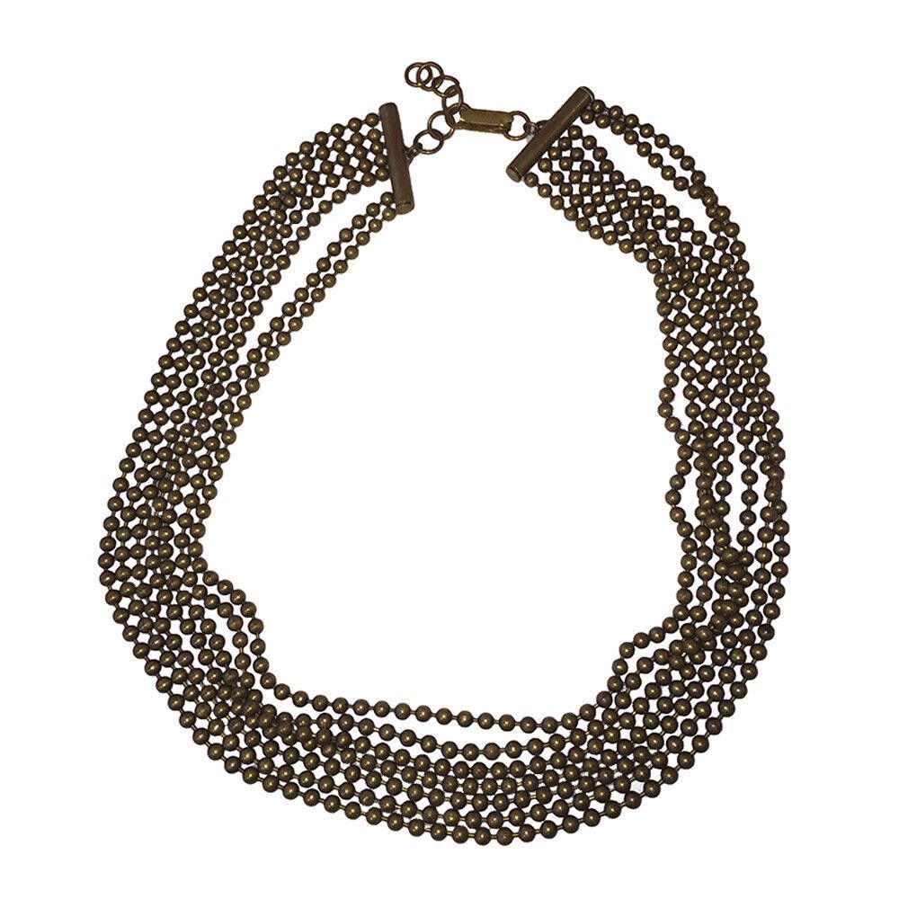 Designer Art Deco Coro Brass Bead Multi Strand Bib Necklace Size ONE SIZE - 3 Thumbnail