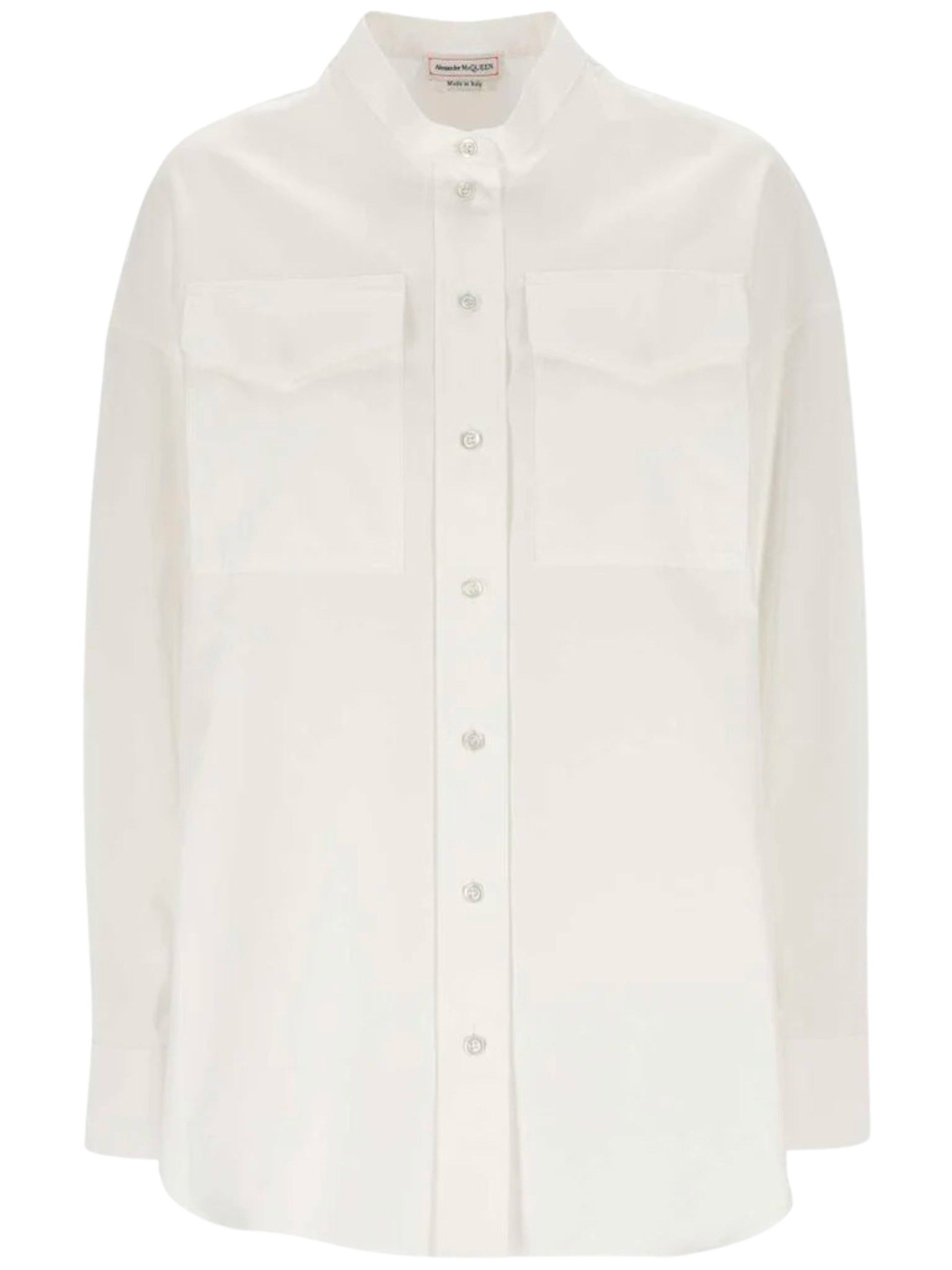 Alexander McQueen o1srvl11e0326 Patch Pocket Shirt in White Size L / US 10 / IT 46 - 1 Thumbnail