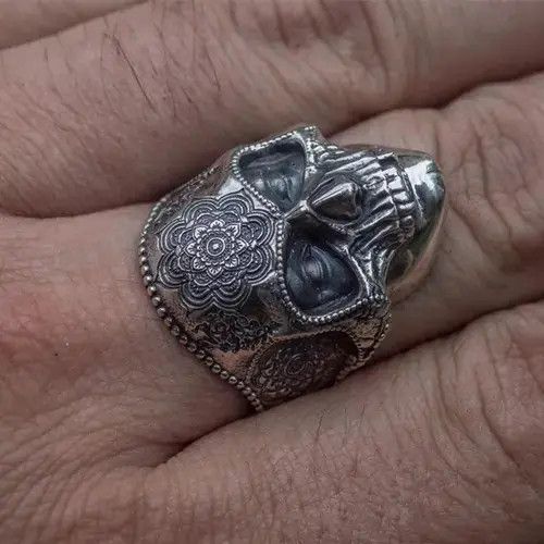Jewelry Heavy Sugar Skull Ring Size ONE SIZE - 1 Thumbnail
