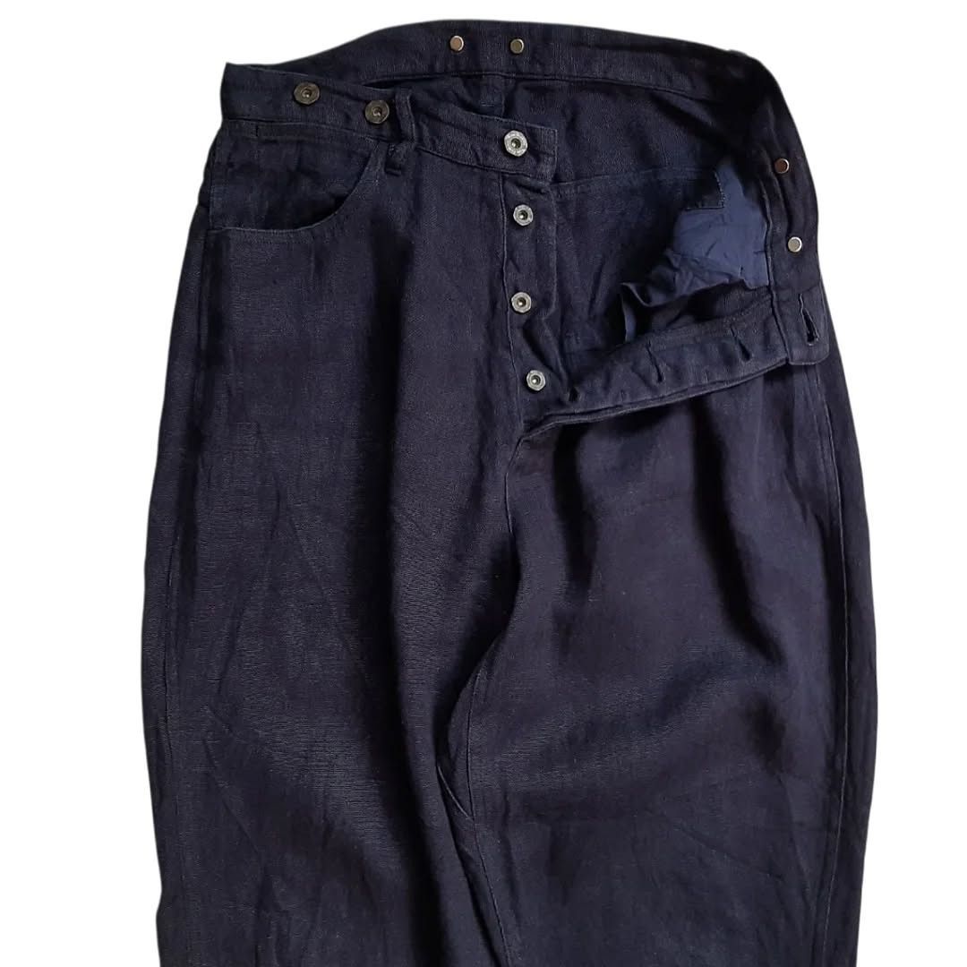 Mister Freedom Vlas Blomme Kortjik Linen With Suspenders Button Pants Size US 30 / EU 46 - 3 Thumbnail