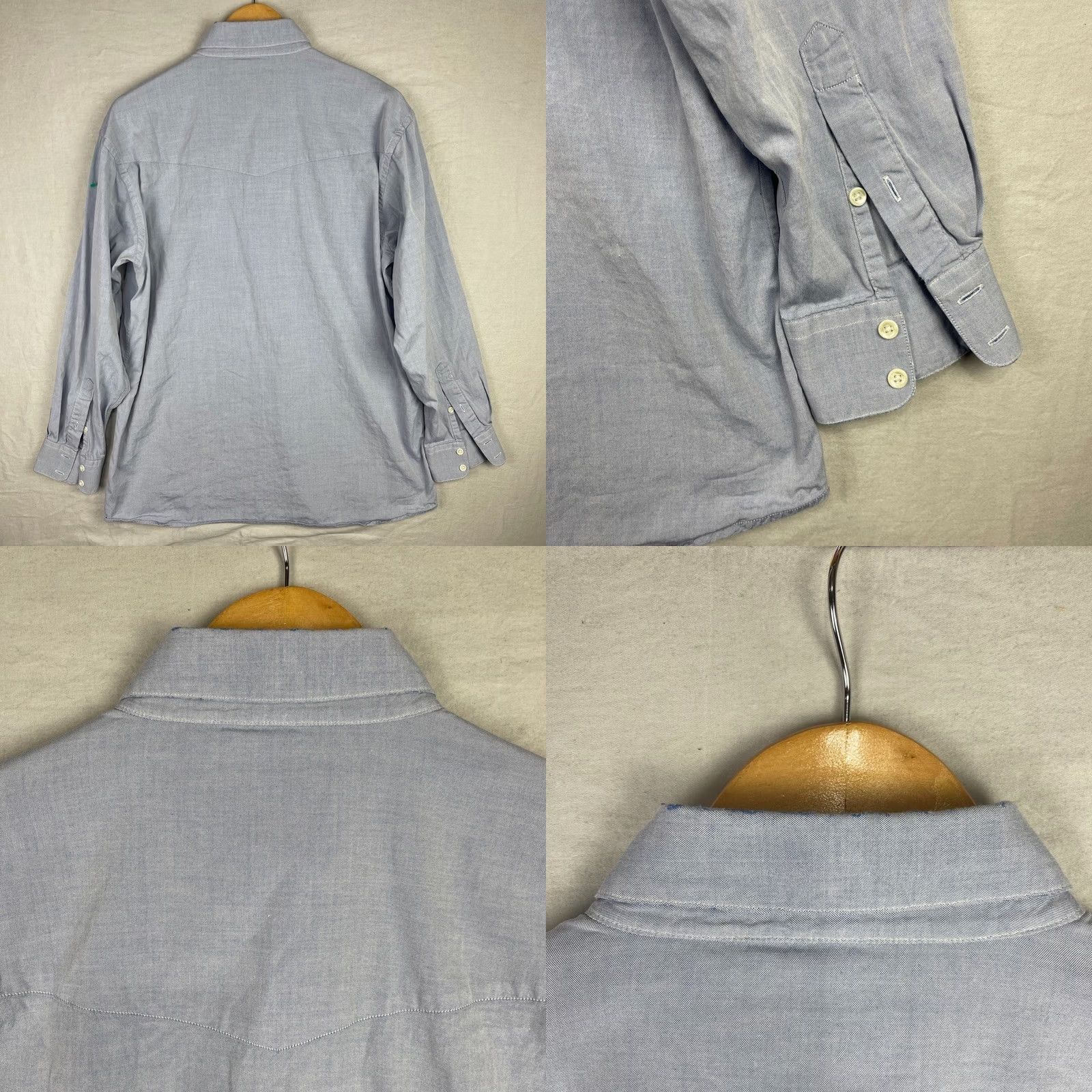 Vintage Lucchese Shirt Mens 34 Blue Chambray Western Button Down Long Sleeve Cowboy Shirt Men Casual Button-Up Size US S / EU 44-46 / 1 - 9 Thumbnail