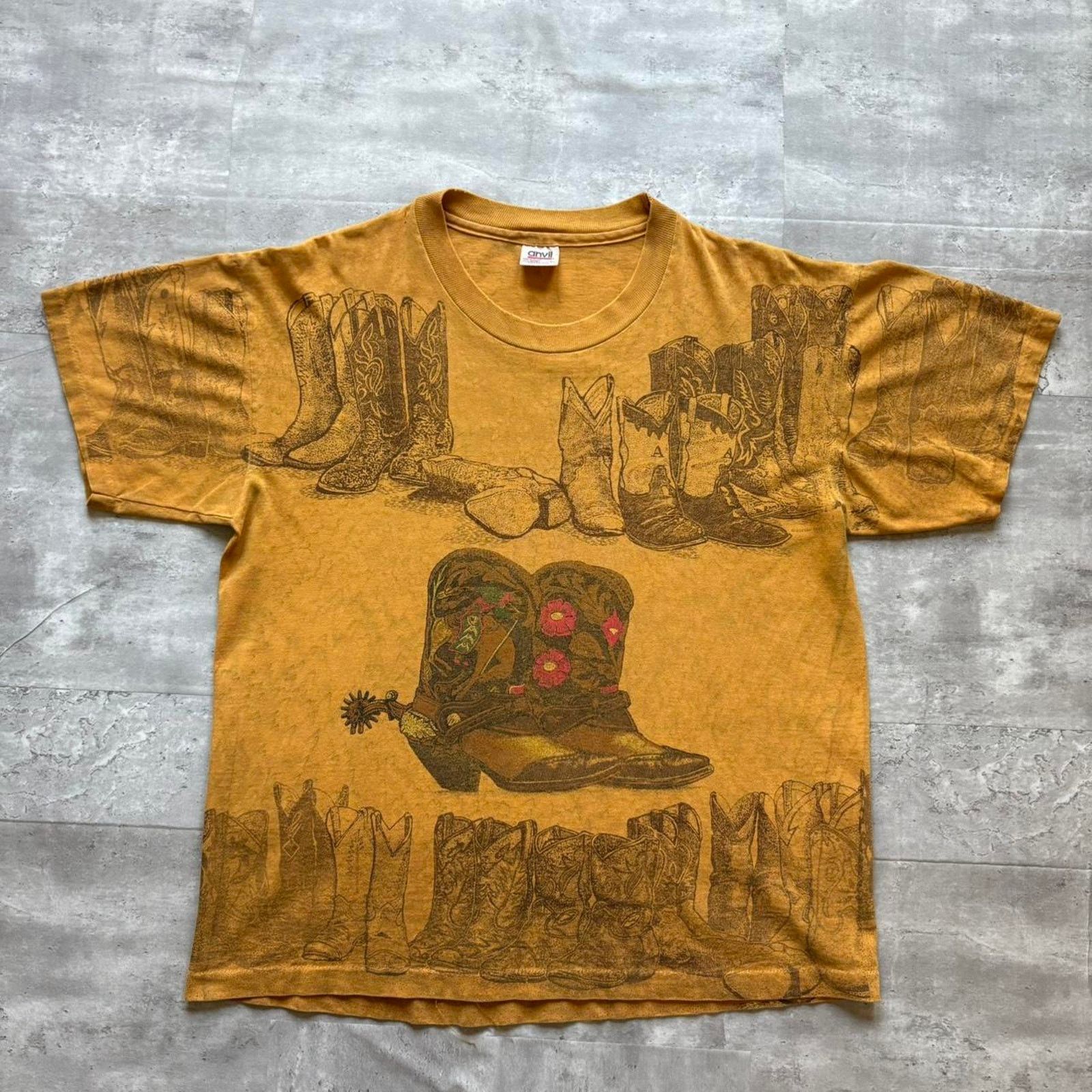 Anvil Vintage 1990s boots aop t shirt Size US XL / EU 56 / 4 - 1 Thumbnail
