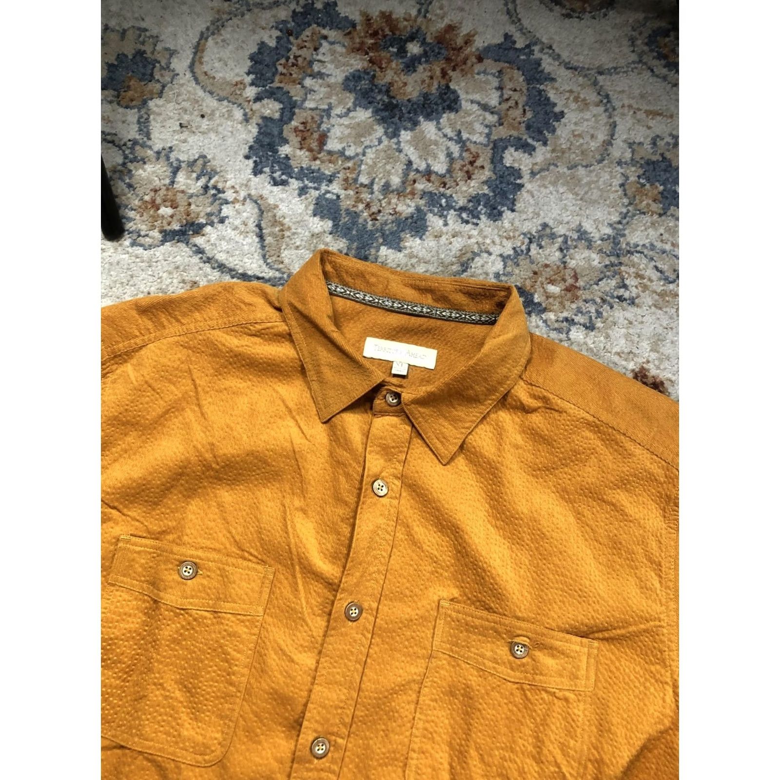 The Territory Ahead Territory Ahead Shirt Mens XL Gold Solid Textured Long Sleeve Button Up Casual Size US XL / EU 56 / 4 - 6 Thumbnail