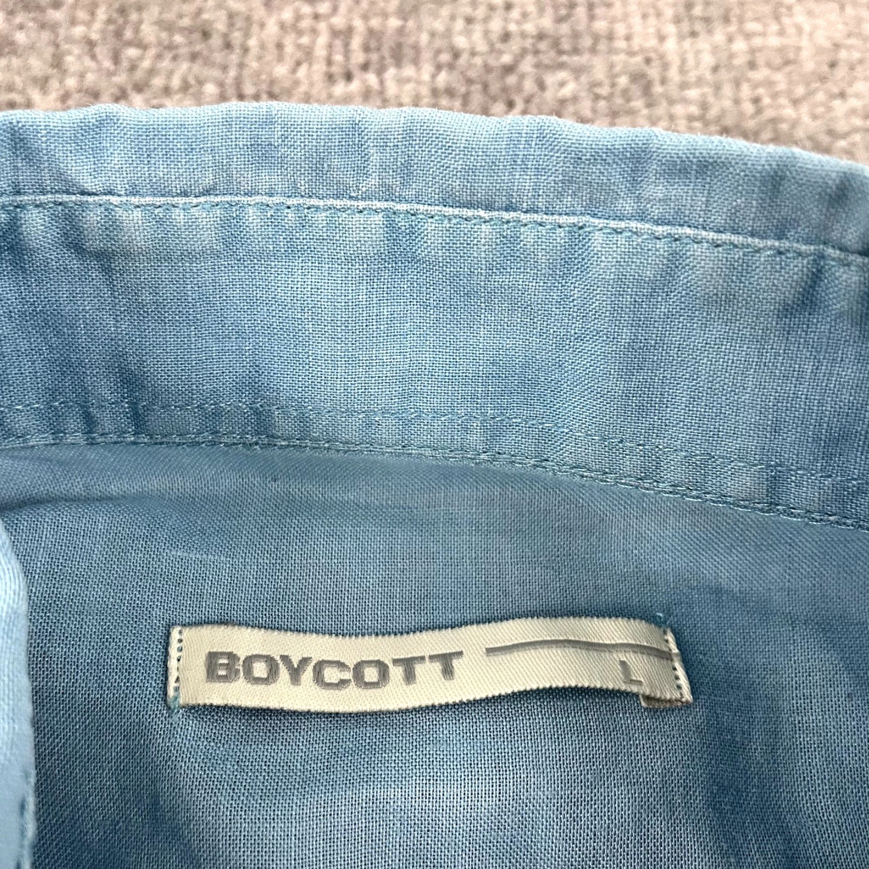 Vintage VINTAGE Boycott Men's Shirt Large Blue Linen Short Sleeve Button-Up Casual Summer Outdoor Size US L / EU 52-54 / 3 - 2 Thumbnail