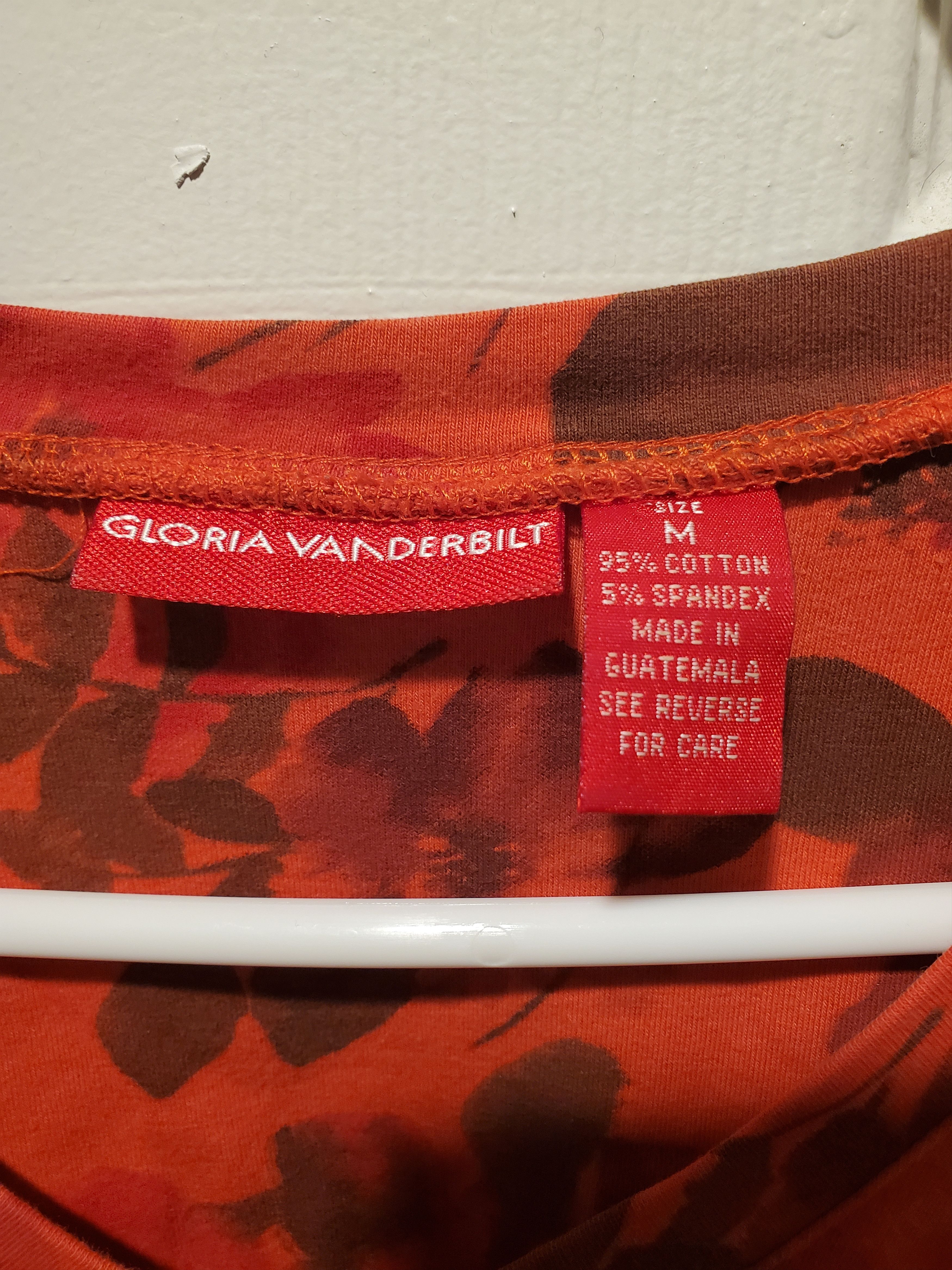 Gloria Vanderbilt Gloria Vanderbilt orange red floral top-size M Size M / US 6-8 / IT 42-44 - 3 Thumbnail