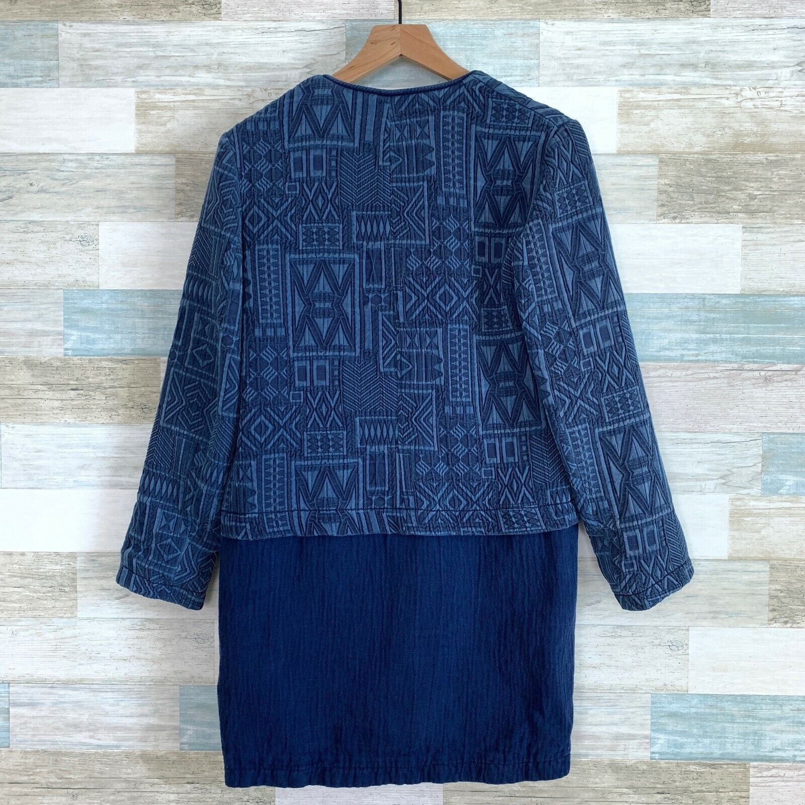 Zara Zara Aztec Jacquard Duster Jacket Blue Textured Cotton Linen Size S / US 4 / IT 40 - 4 Thumbnail