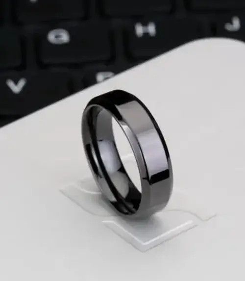 Designer Black Stainless Steel Weeding Ring Size ONE SIZE - 2 Thumbnail