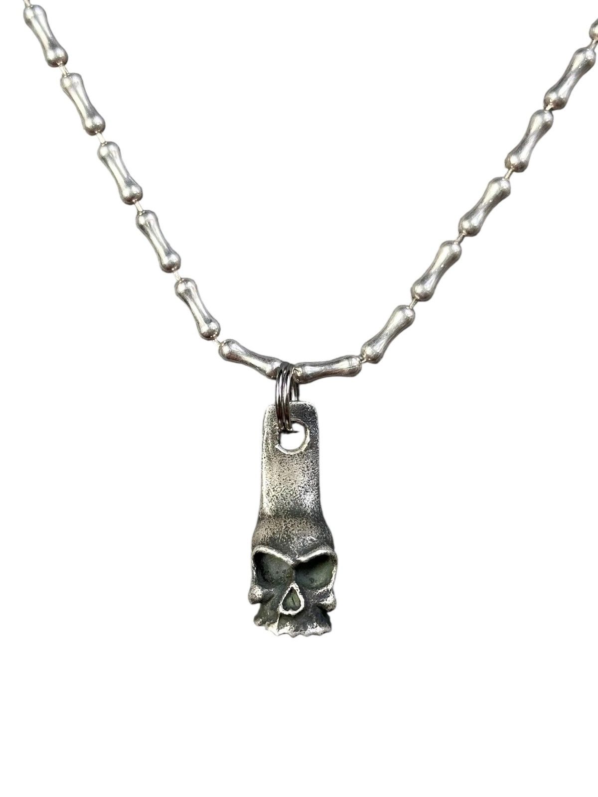 Vintage ALPHA STAR STERLING SILVER BONES AND SHADOW SKULL NECKLACE Size ONE SIZE - 1 Thumbnail