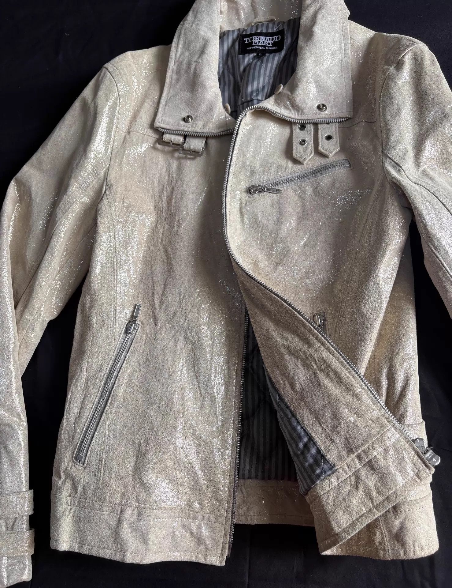 Tornado Mart Tornado Mart Rare Waxed Leather Jacket Strap Collar Vintage Size US L / EU 52-54 / 3 - 4 Thumbnail