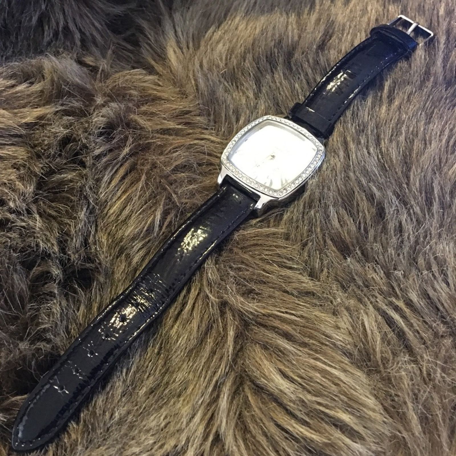 Jewelry Ladies Embassy black leather rhinestone watch Size ONE SIZE - 5 Thumbnail