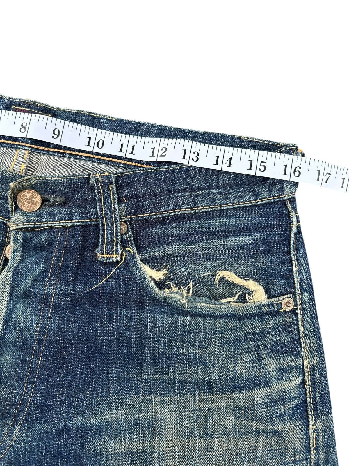 Kapital Vintage Japanese Brand CINAME Selvedge Distressed Denim Jean Size US 32 / EU 48 - 20 Thumbnail