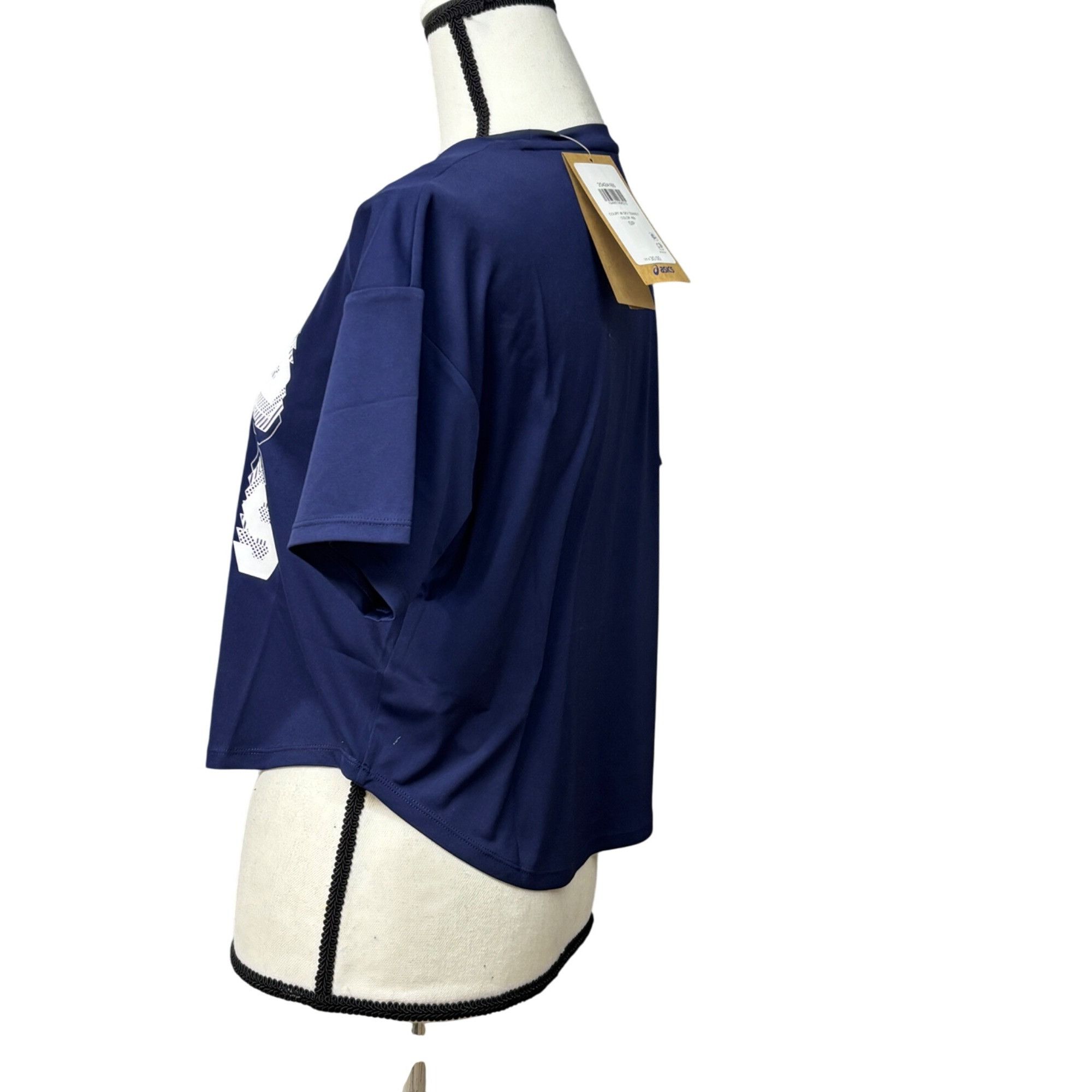 Asics ASICS Women's Court Graphic Cropped Tennis Tee, Navy, S Size S / US 4 / IT 40 - 14 Thumbnail