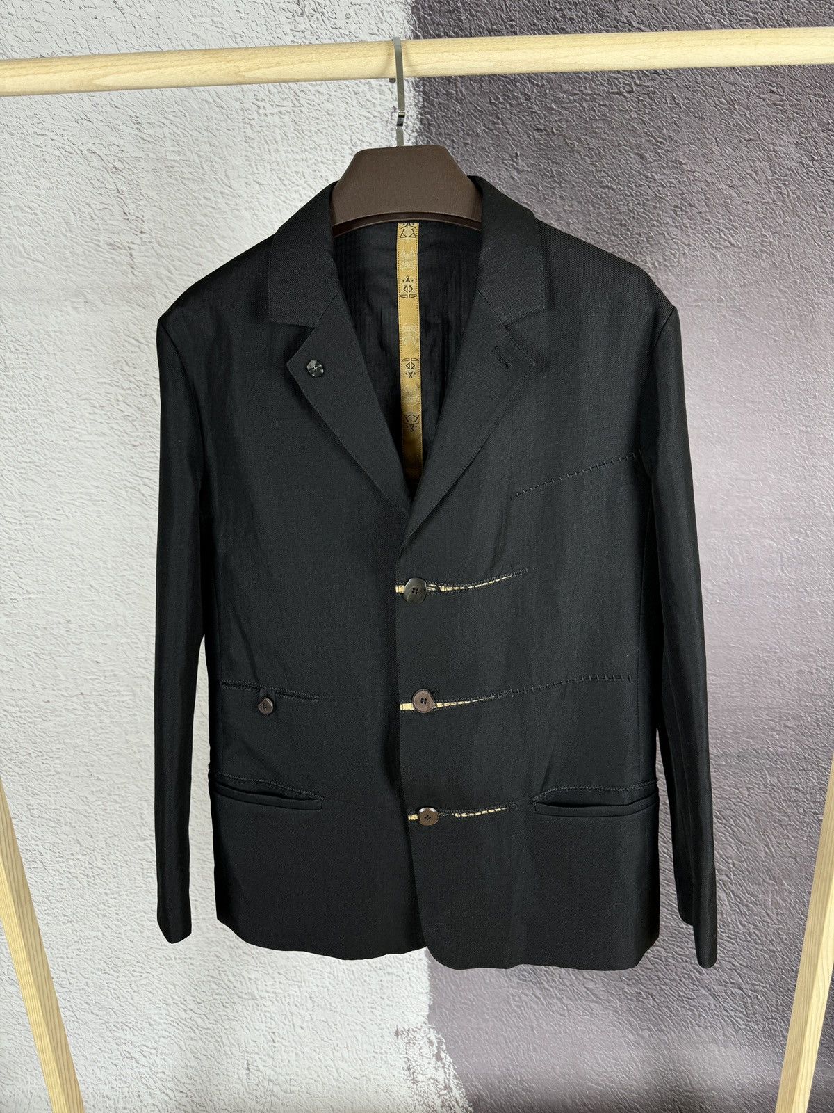 Marithe + Francois Girbaud Marithe Francois Girbaud black ramie wool avant garde blazer Size 42R - 1 Thumbnail