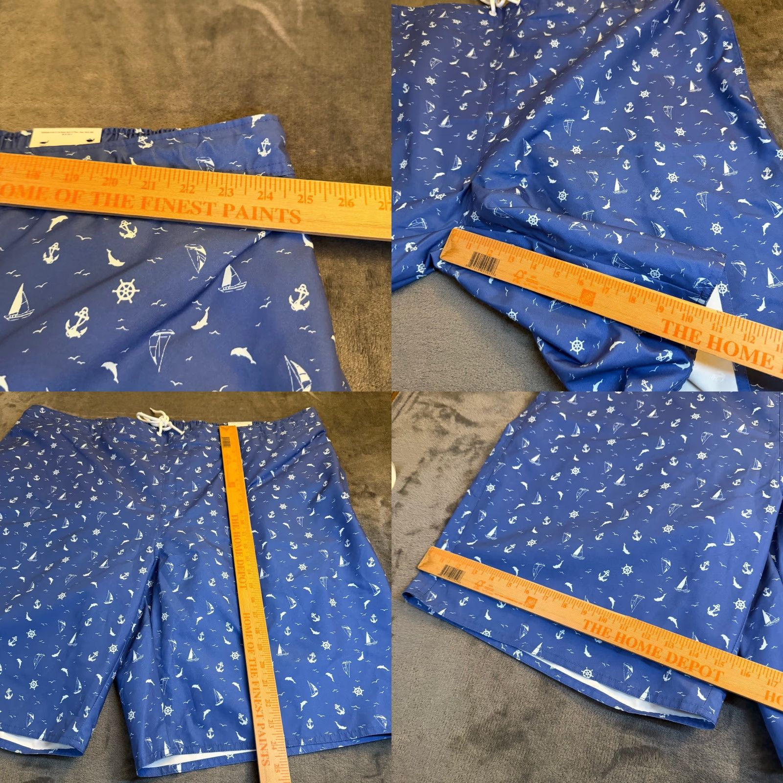 Vintage St Johns Bay Swim Trunks Mens 4XLT Blue Nautical Sailboat Anchor Elastic Waist Board Shorts Geometric Pockets Drawstring Big & Tall Mens Size US 39 - 8 Thumbnail