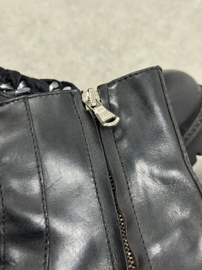 Just Cavalli 2000s Cavalli Black Chained Combat Leather Boots Size US 7 / EU 40 - 8 Thumbnail