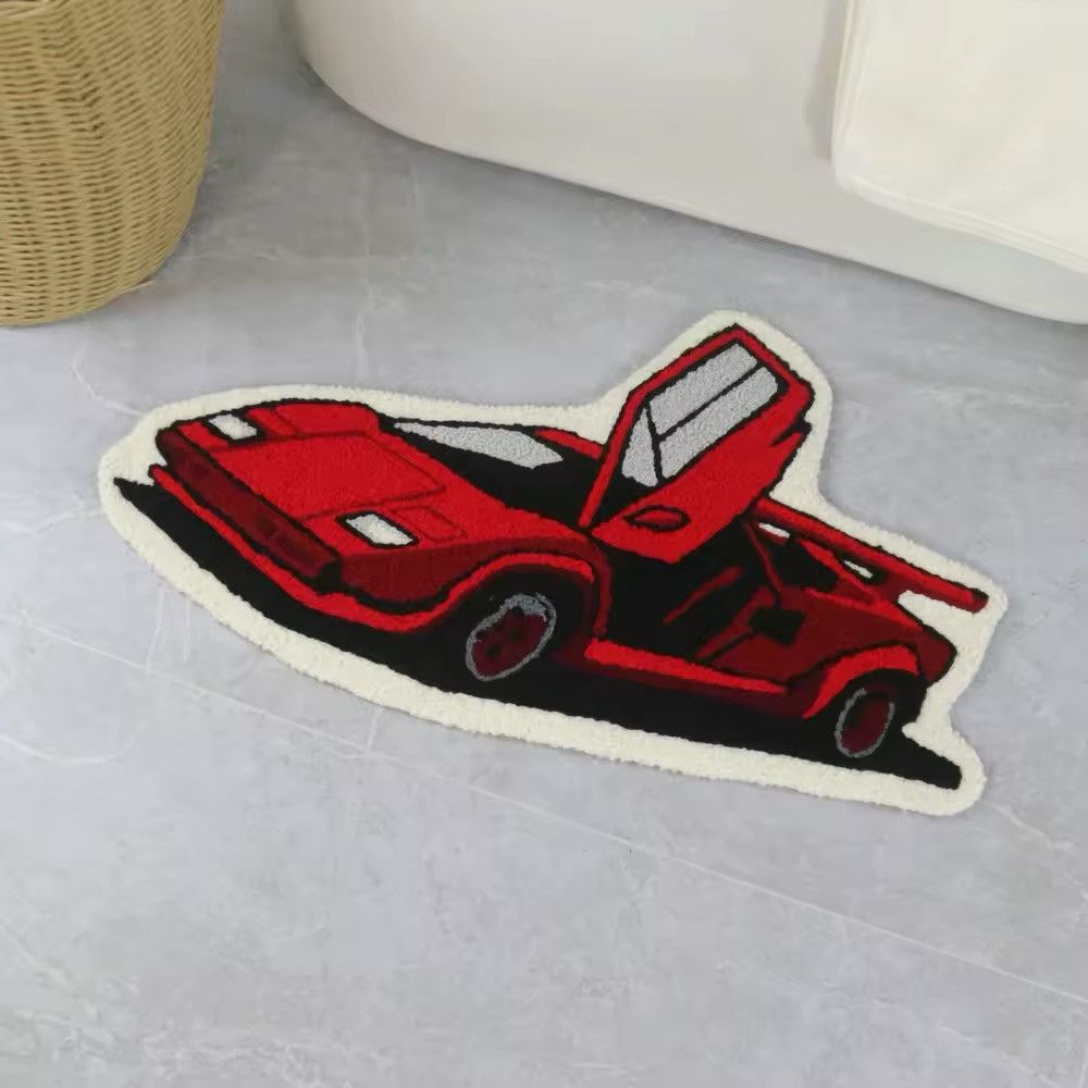 Handmade Red Sport Car Plush Rug Bedroom Home Carpet Size ONE SIZE - 3 Thumbnail
