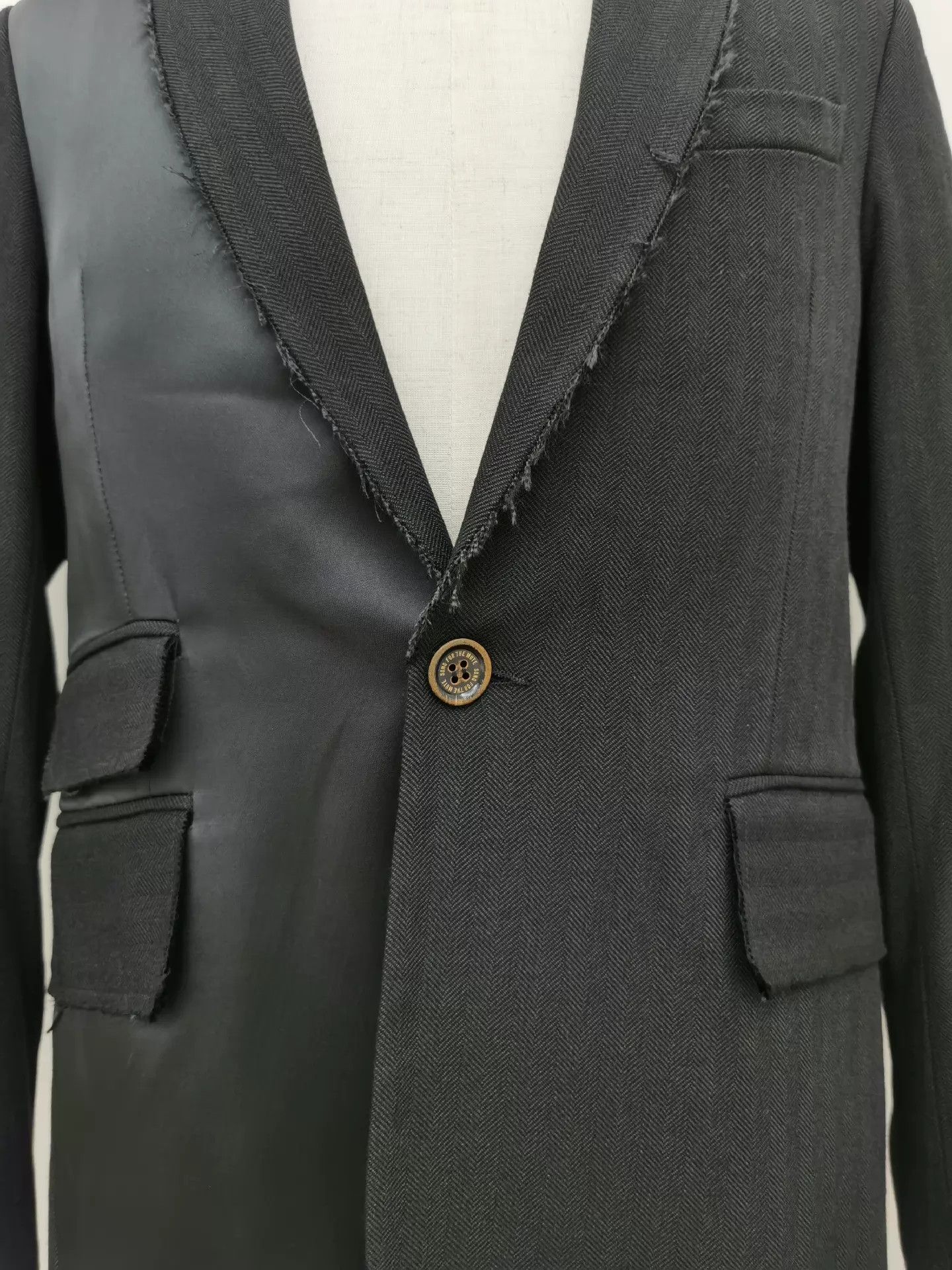 SOFTMACHINE SFTM Asymmetric Distressed Mixed Blazer 48 Size 48R - 2 Thumbnail
