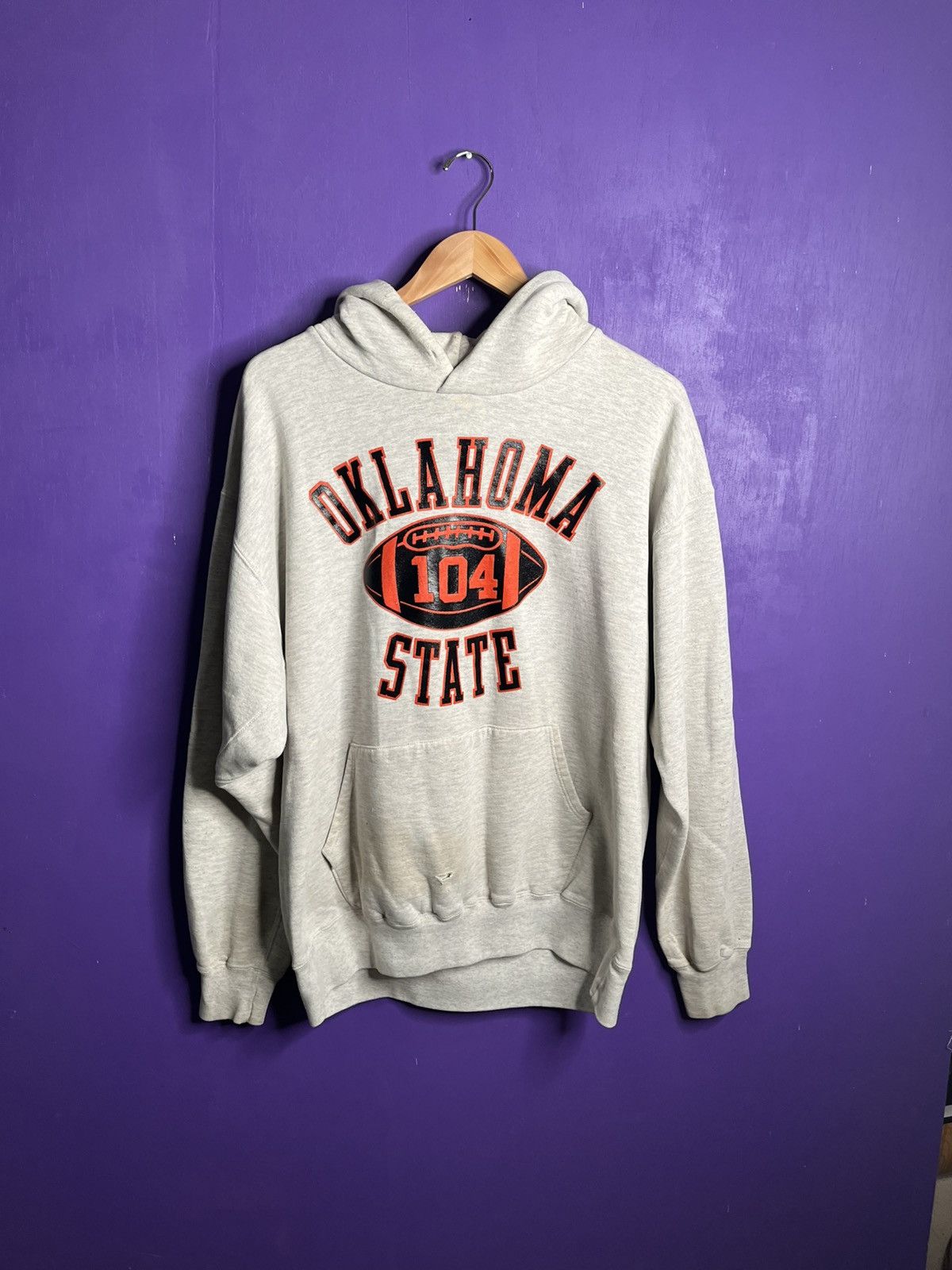 Russell Athletic × Vintage Vintage 90s Russell Oklahoma state football hoodie Size US XL / EU 56 / 4 - 1 Thumbnail