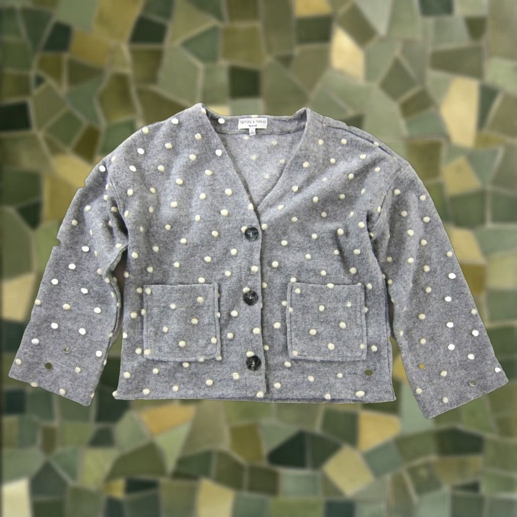 Madewell VINTAGE Madewell TEXTURE & THREAD Grey Ivory Polka Dot Button Up Cardigan Sweater XS Size XS / US 0-2 / IT 36-38 - 1 Thumbnail