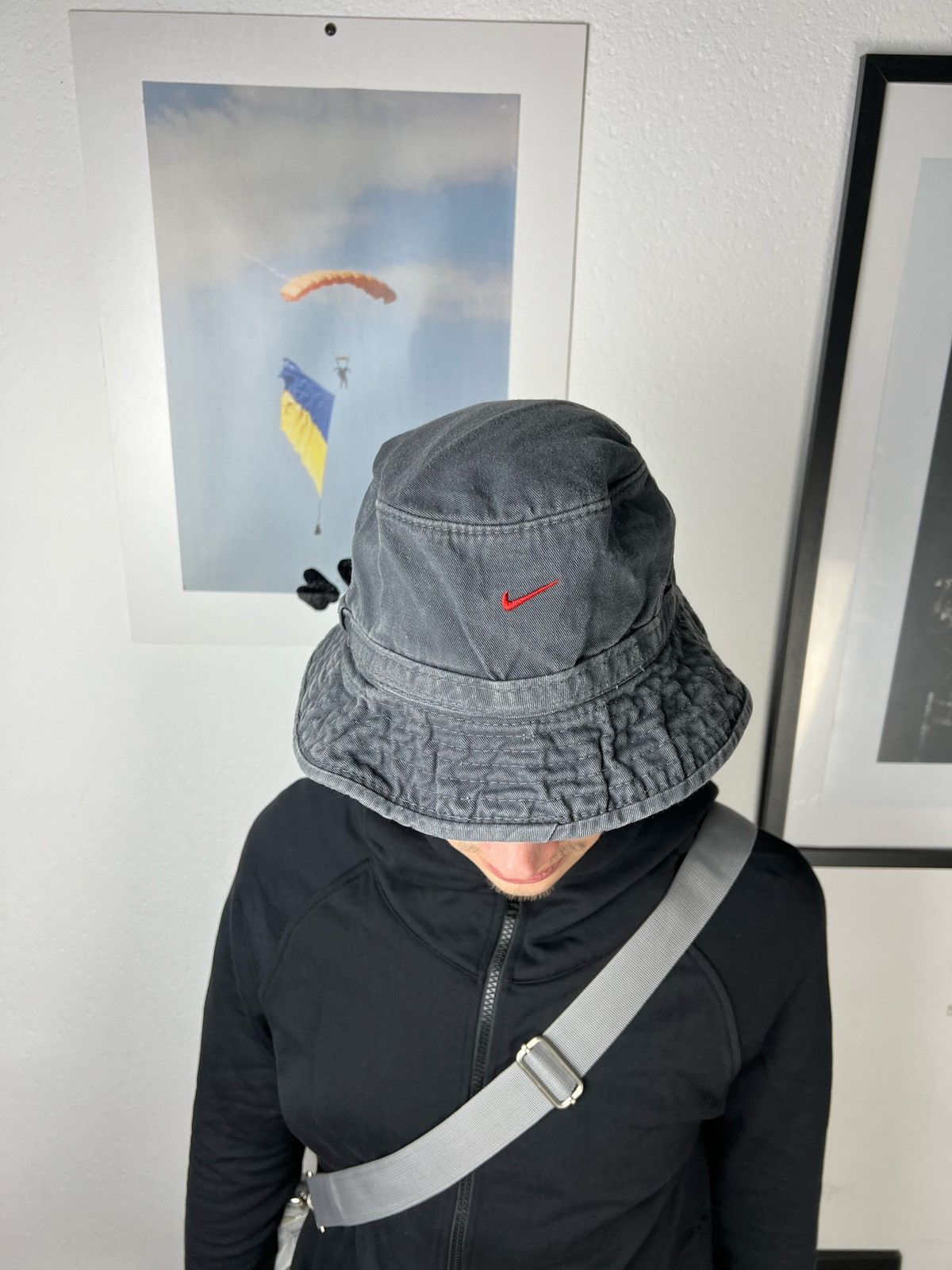 Nike × Vintage Vintage Nike Swoosh Logo Bucket Hat Panama faded Size ONE SIZE - 13 Thumbnail