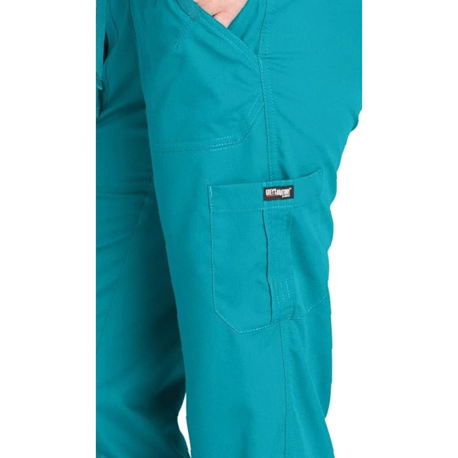 Vintage VINTAGE Grey's Anatomy Women's Scrub Pants XL Tall Teal 4-Pocket Elastic Back Size 40" / US 18 - 3 Thumbnail