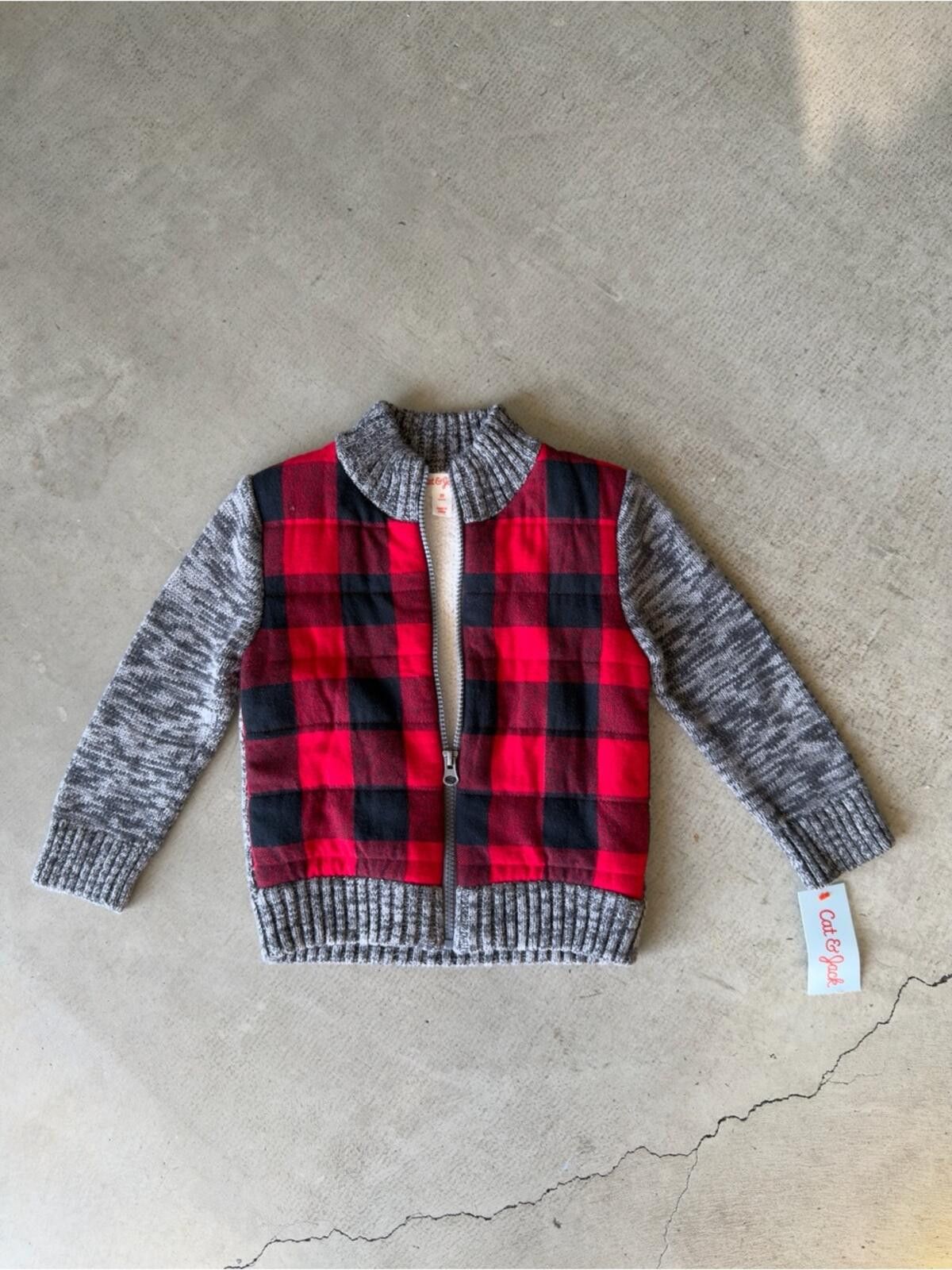 Other Cat & Jack / Buffalo Plaid Sherpa Jacket / Red Gray 2T Size US XXS / EU 40 - 5 Thumbnail