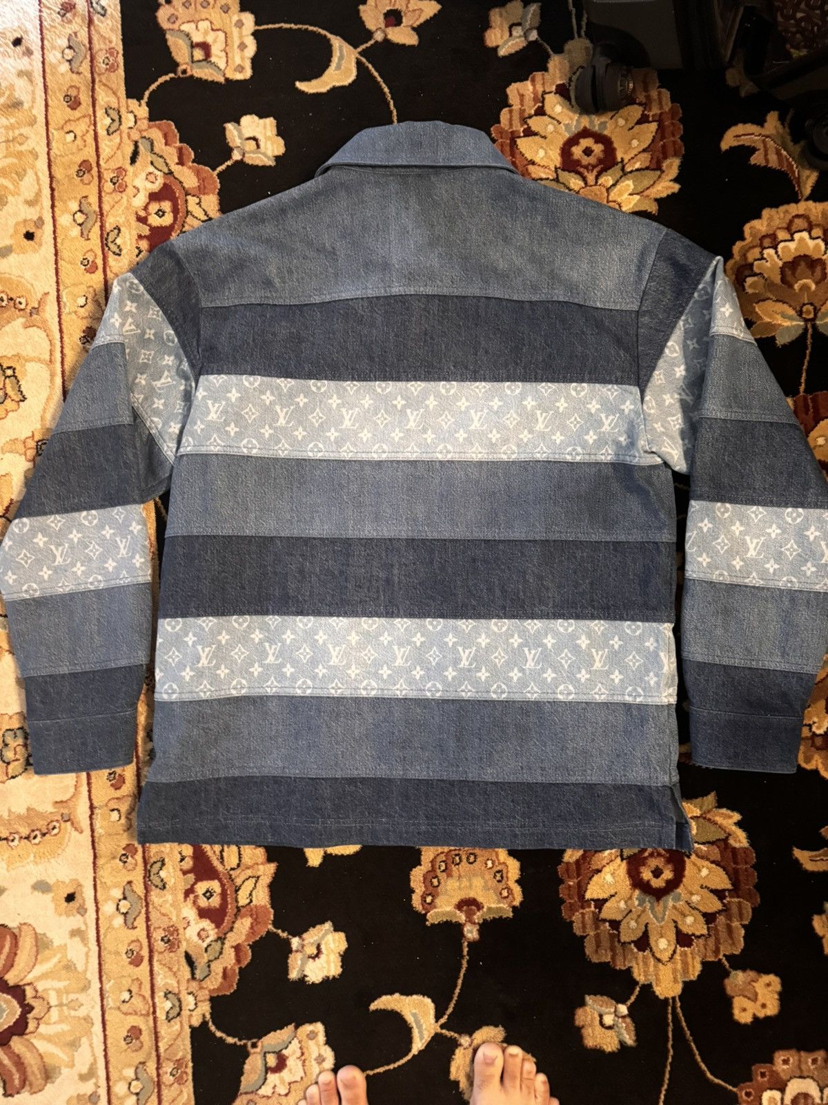 Louis Vuitton Louis Vuitton Patchwork Long-Sleeved Denim Polo Shirt Size US L / EU 52-54 / 3 - 14 Thumbnail