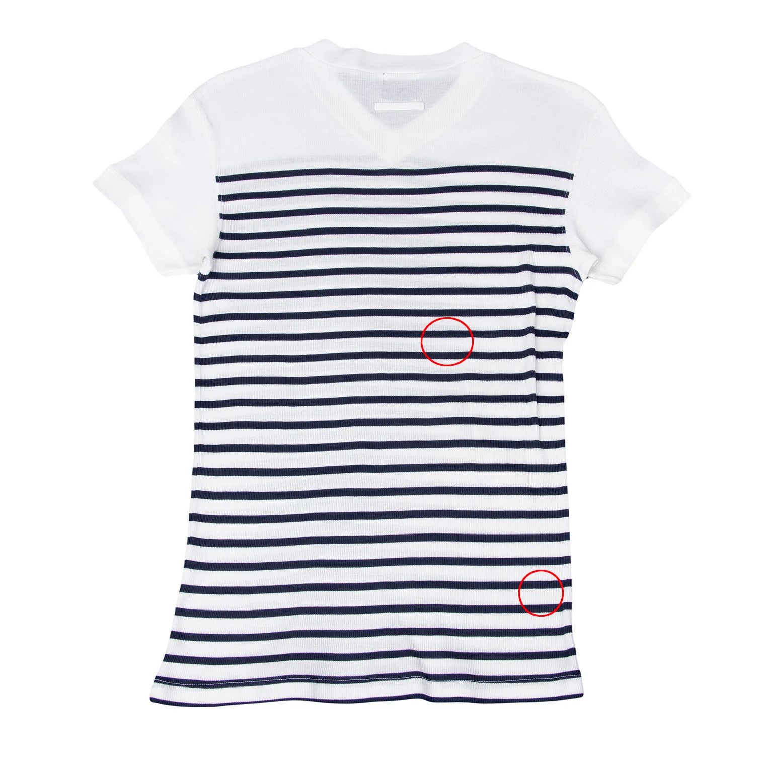 Jean Paul Gaultier Marine Stripe V-Neck Ribbed T-Shirt in Navy and Off-White Size US L / EU 52-54 / 3 - 12 Thumbnail