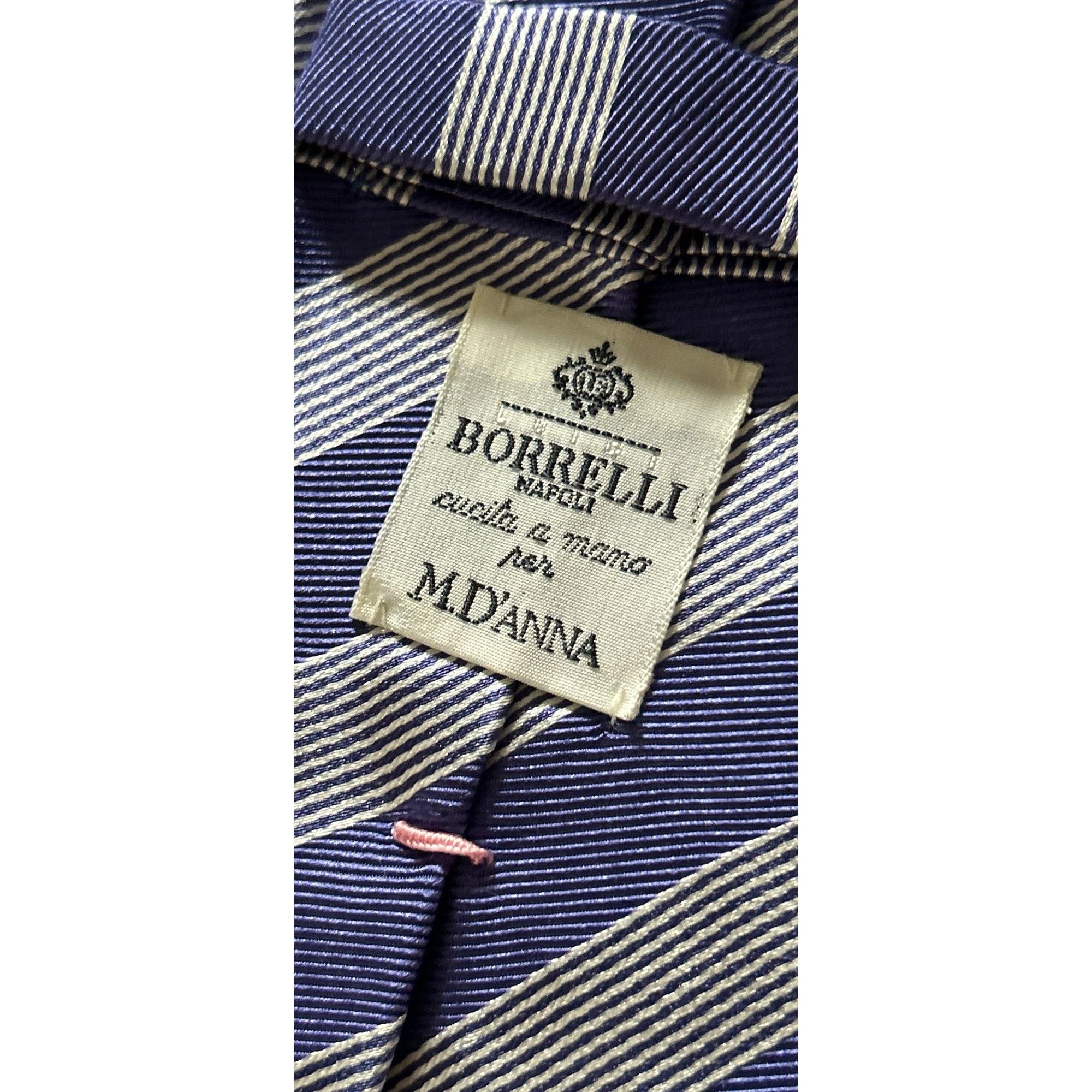 Luigi Borrelli LUIGI BORRELLI Napoli Men's 100% Silk Tie Blue Gray/Silver S Size ONE SIZE - 12 Thumbnail