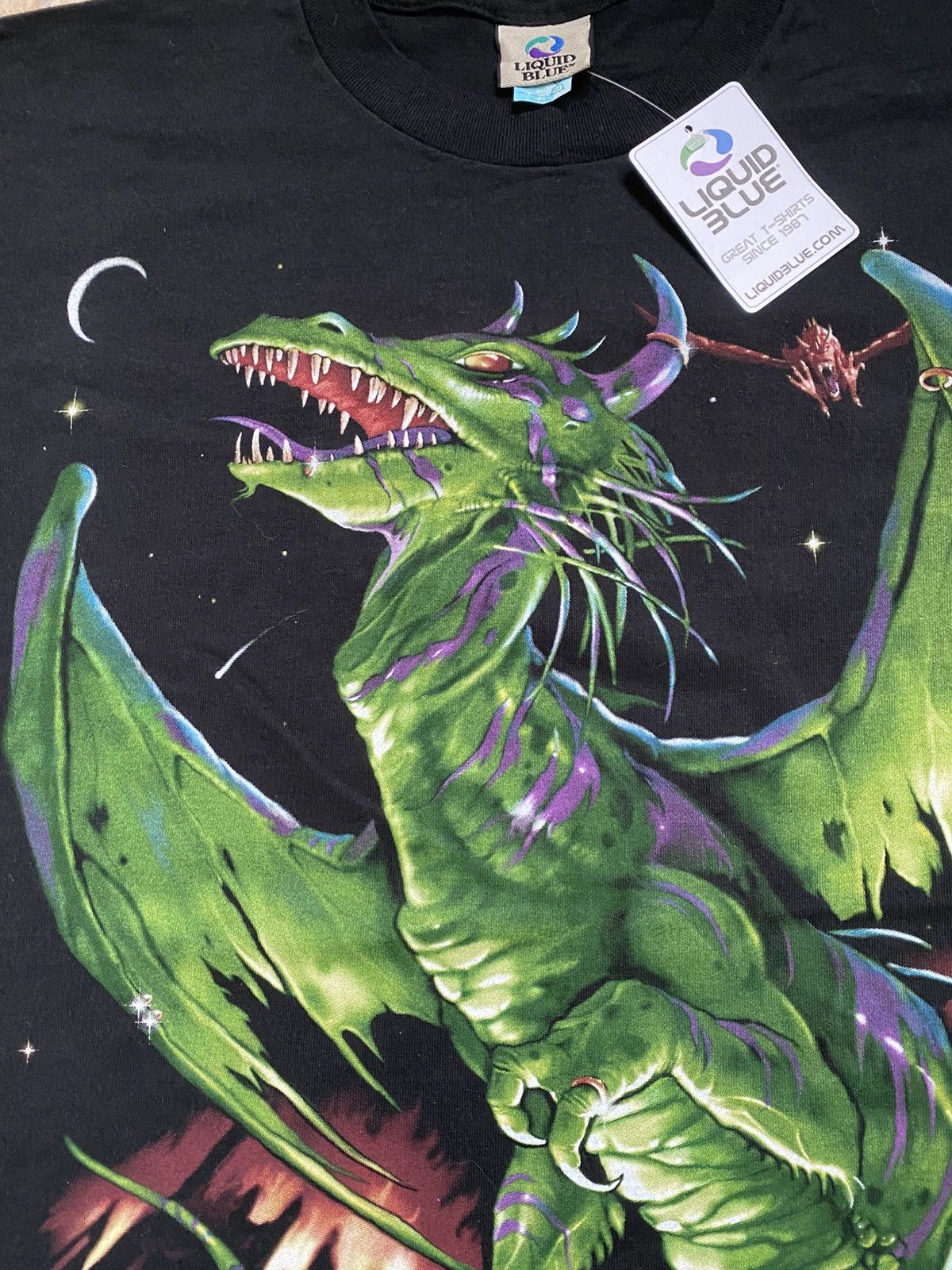 Japanese Brand × Liquid Blue × Vintage Liquid Blue Rare 90s tee Green Dragon 2side Print Size US L / EU 52-54 / 3 - 10 Thumbnail