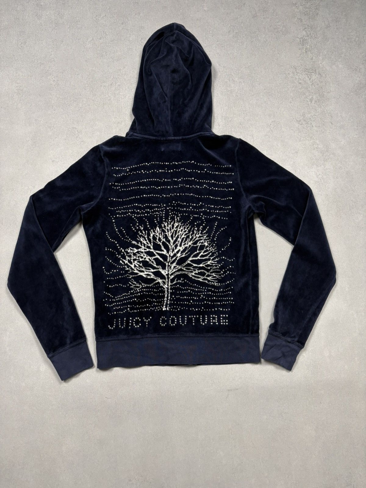 Juicy Couture Vintage 00s Juicy Couture Velour Zip Hoodie Rhinestone Tree Size M / US 6-8 / IT 42-44 - 1 Thumbnail
