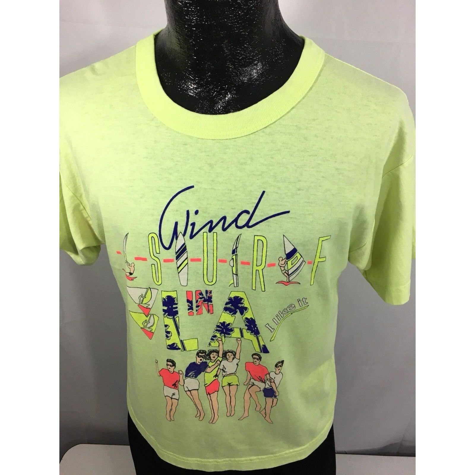 Other 80's Wind Surf n LA Surfer Beach NEON 50/50 CROPPED T Shirt Size US M / EU 48-50 / 2 - 2 Thumbnail