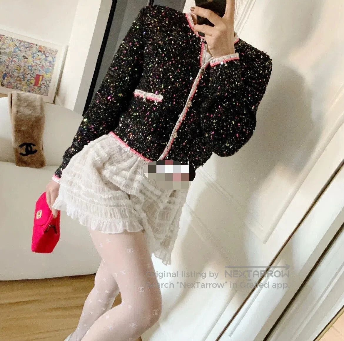 Chanel Chanel 24C Black Sequin Knit Cardigan. Size S / US 4 / IT 40 - 9 Thumbnail