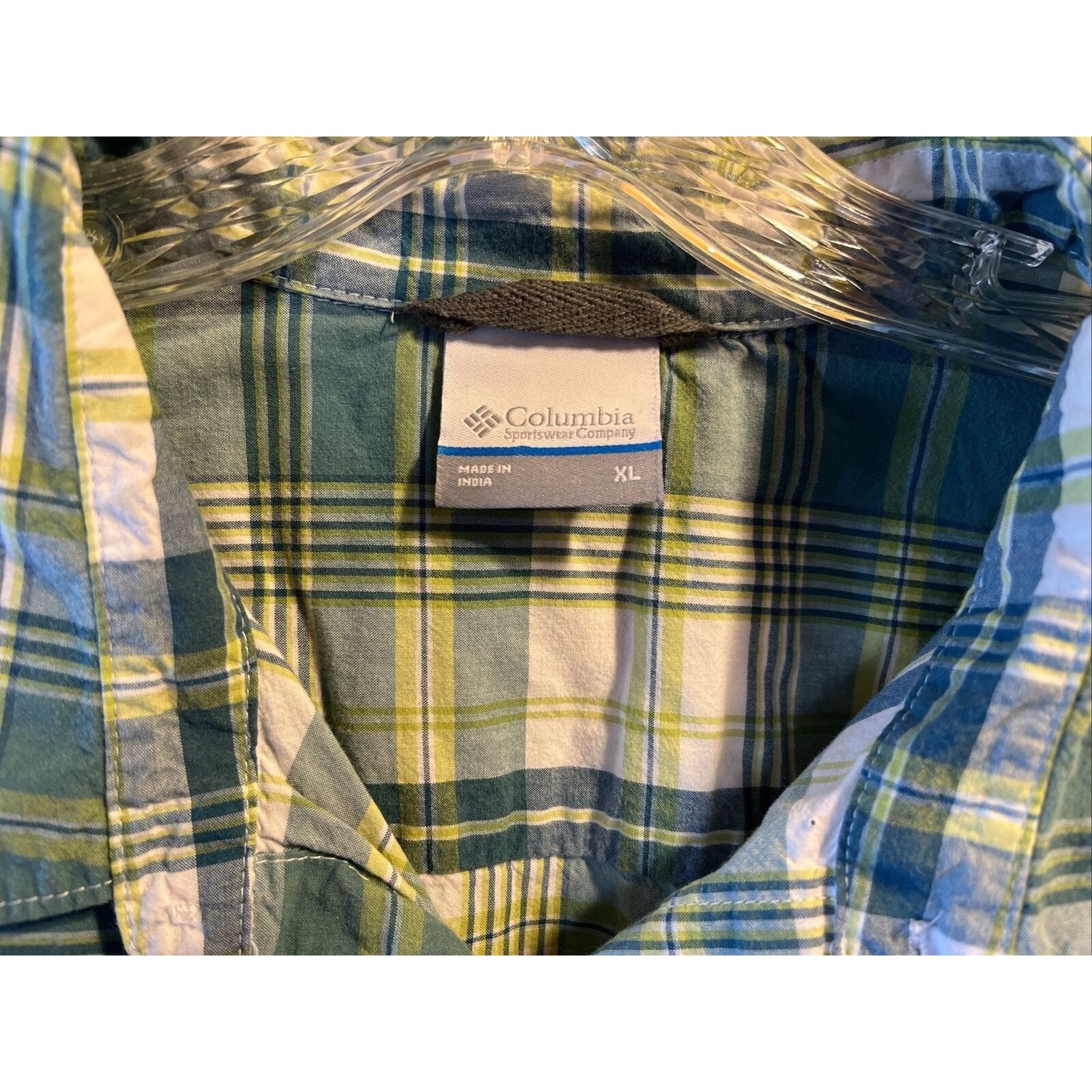 Columbia Columbia Men’s XL Blue Green Plaid SS Button Up Cotton Shirt Size US XL / EU 56 / 4 - 14 Thumbnail