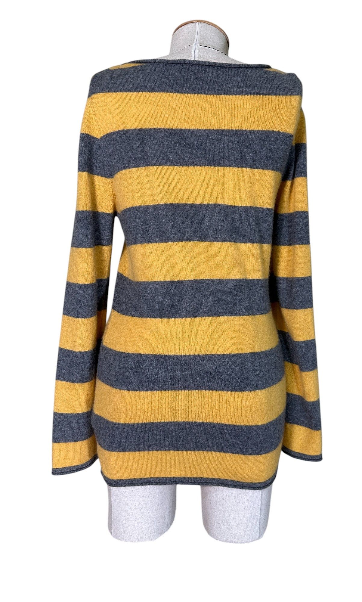 Other Christian Berg Cashmere Striped Grey Yellow Jumper Size L / US 10 / IT 46 - 4 Thumbnail