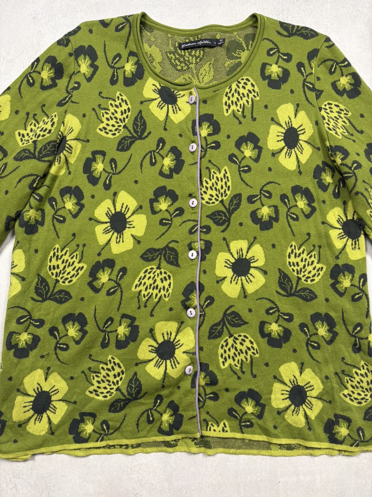 Other Gudrun Sjödén Floral Cardigan Green Organic Cotton Size L Size US L / EU 52-54 / 3 - 5 Thumbnail