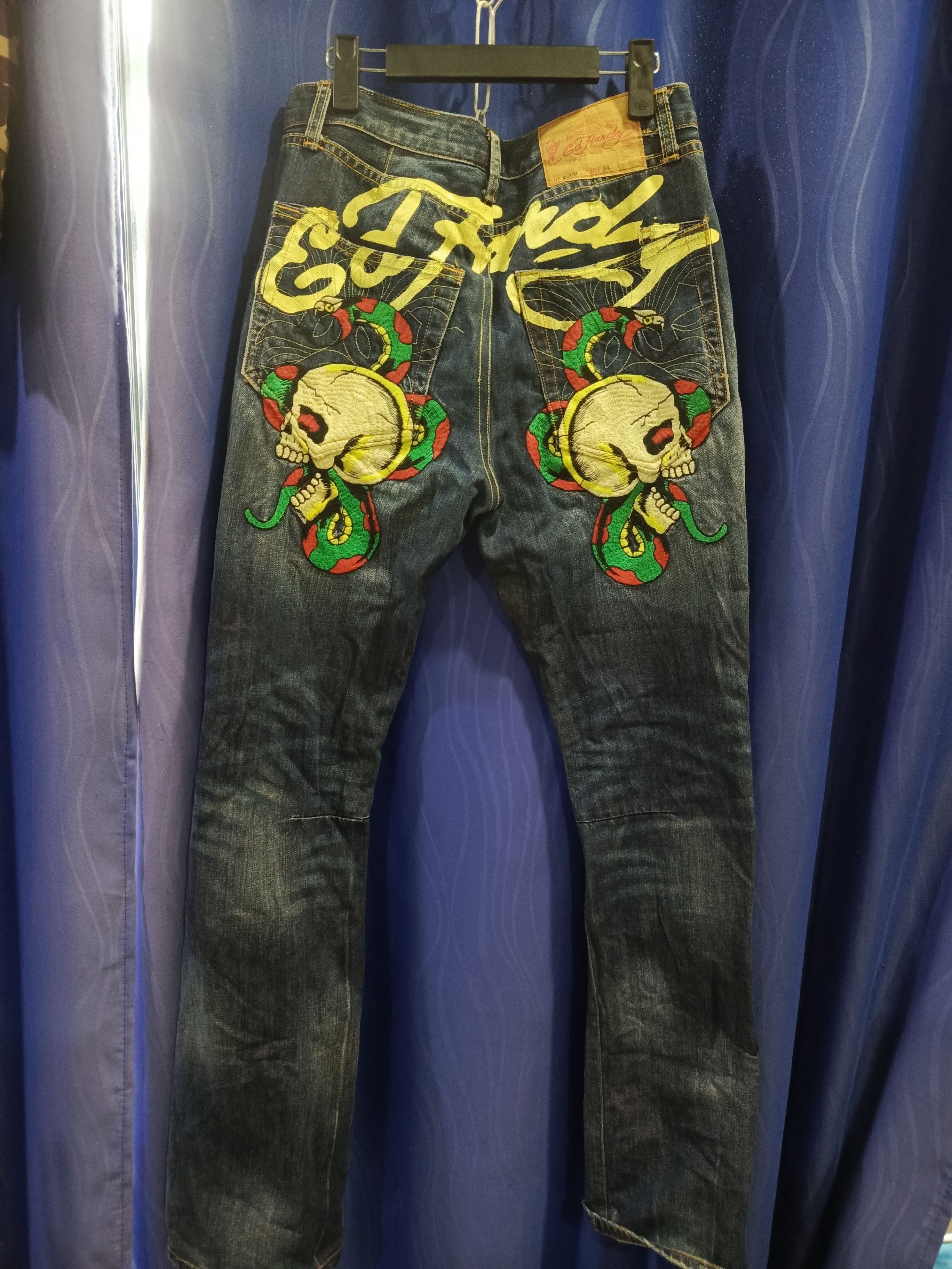 Ed Hardy Ed Hardy By Christian Audigier 2009 Skull and Snake Y2K Size US 34 / EU 50 - 1 Thumbnail