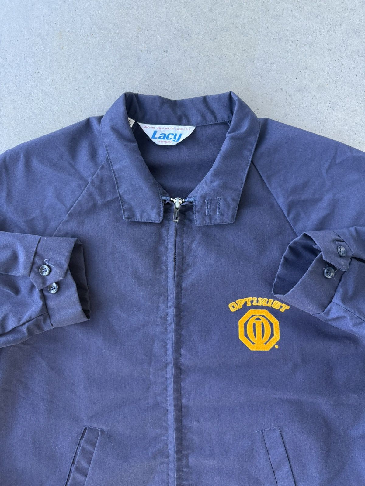 Vintage Vintage 1980s Optimist Logo Navy Blue Workwear Jacket Size US XL / EU 56 / 4 - 3 Thumbnail